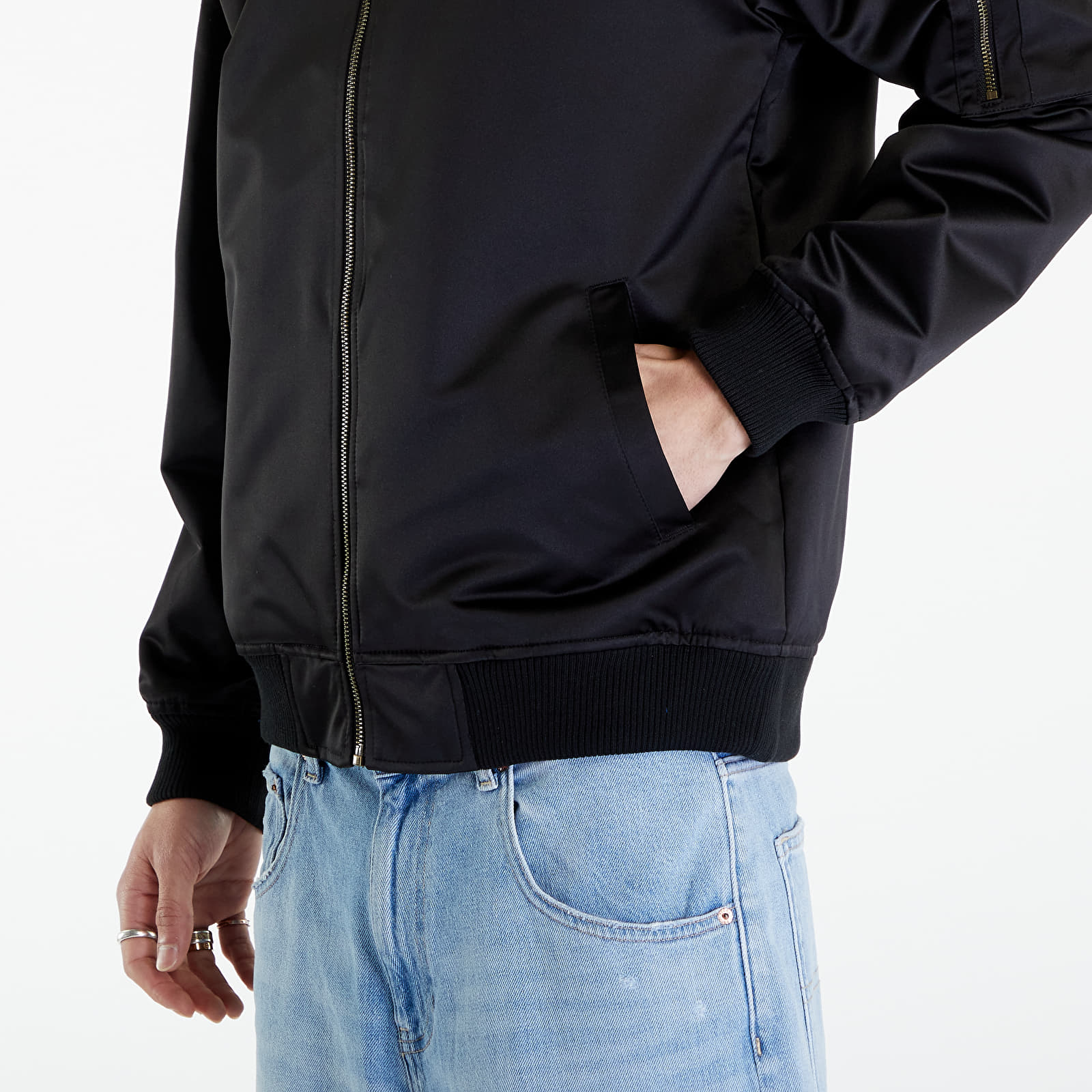 Takit Mitchell & Ness NBA Lightweight Satin Bomber Vintage Logo Magic Black