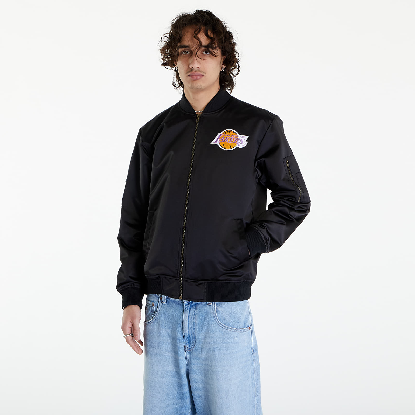 Kabátok Mitchell & Ness NBA Lightweight Satin Bomber Vintage Logo Lakers Black