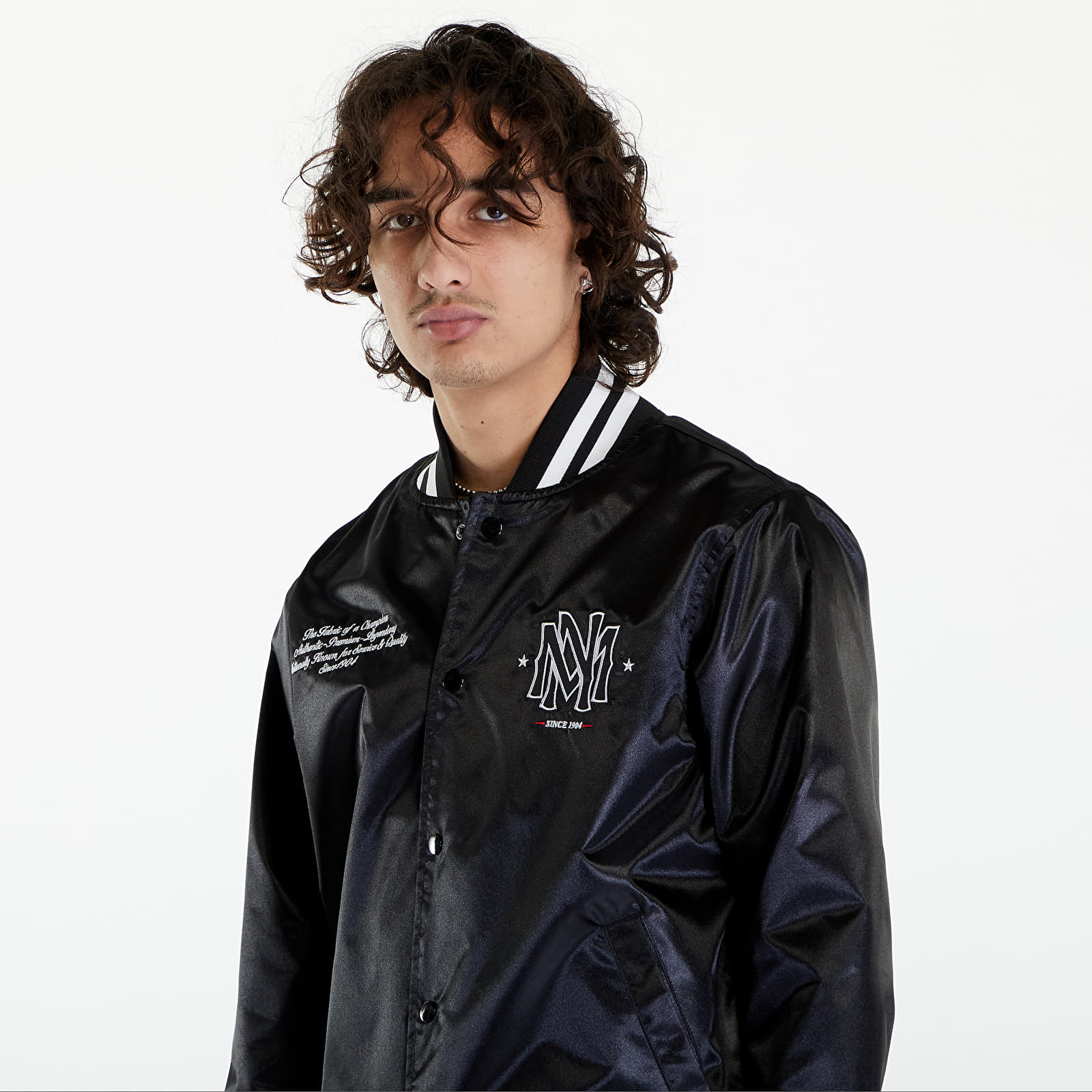 Giacche Mitchell & Ness Branded 1904 Satin Jacket Black