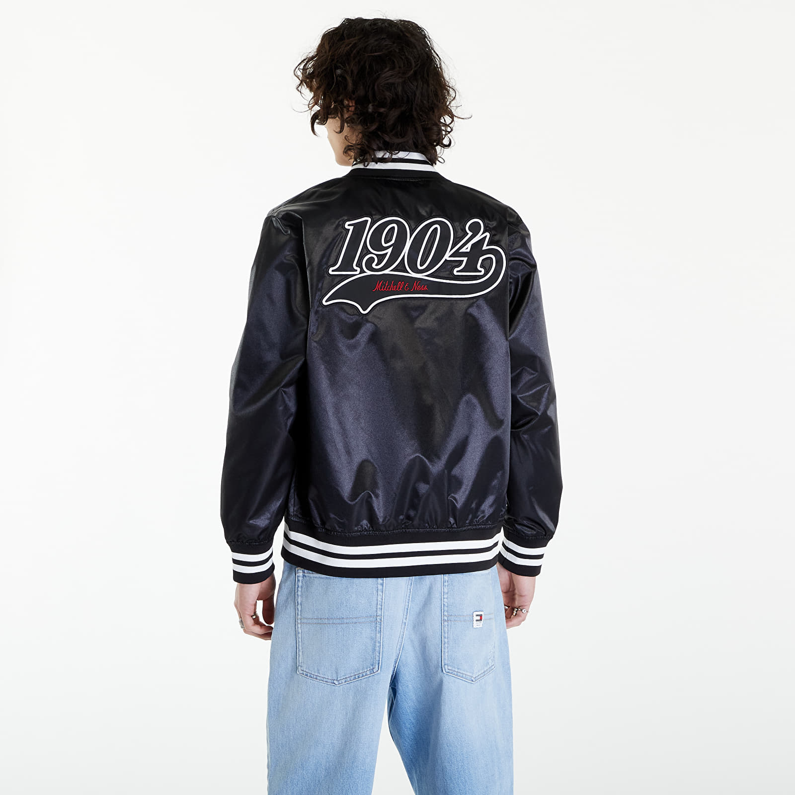 Giacche Mitchell & Ness Branded 1904 Satin Jacket Black