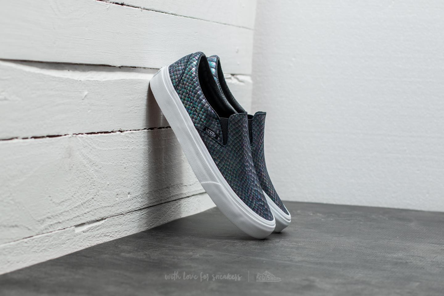 Scarpe donna Vans Classic Slip-On (Metallic Snake) Silver/ True White