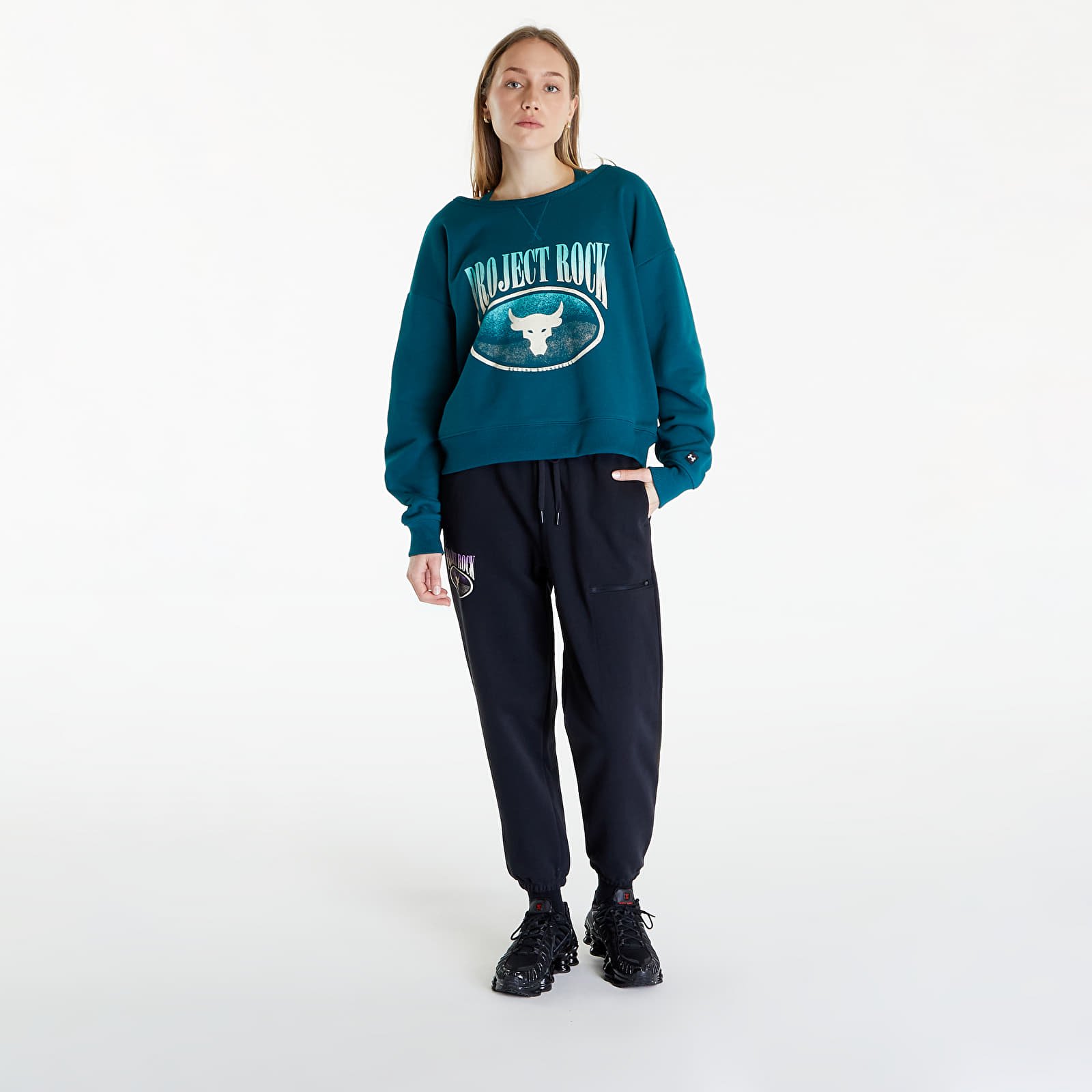 Суичърти Under Armour Project Rock Terry Sweatshirt Turquoise