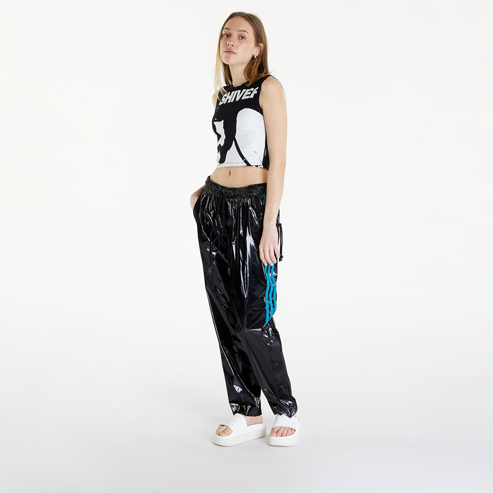 Džíny a kalhoty adidas x Song For The Mute Shiny Pants UNISEX Black/ Active Teal