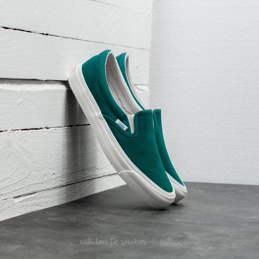 Vans green sales suede slip on