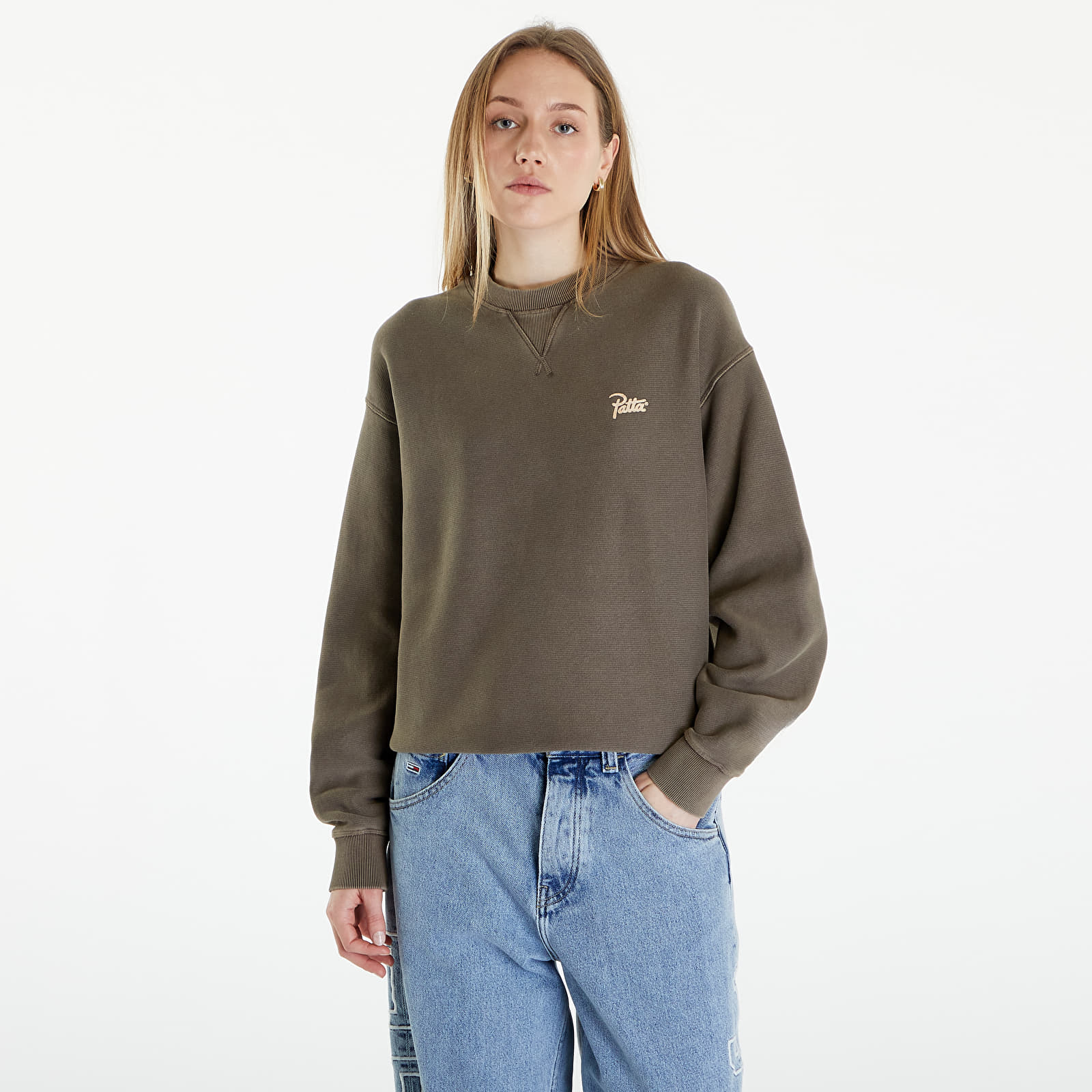 Mikiny Patta Classic Washed Crewneck Sweatshirt UNISEX Morel