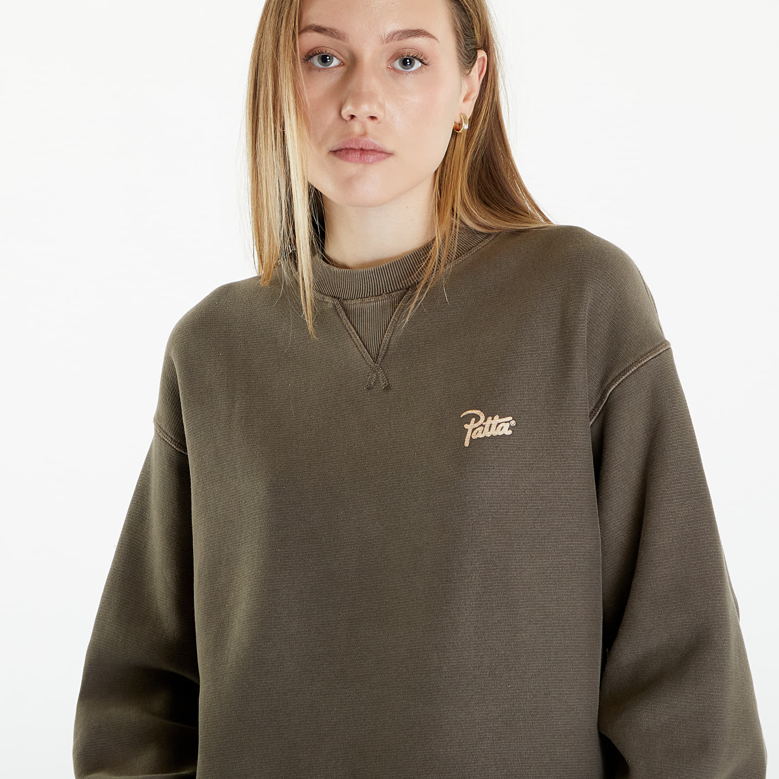 Mikiny Patta Classic Washed Crewneck Sweatshirt UNISEX Morel