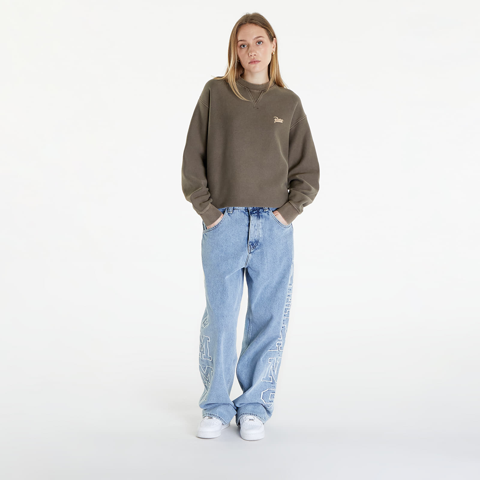 Mikiny Patta Classic Washed Crewneck Sweatshirt UNISEX Morel