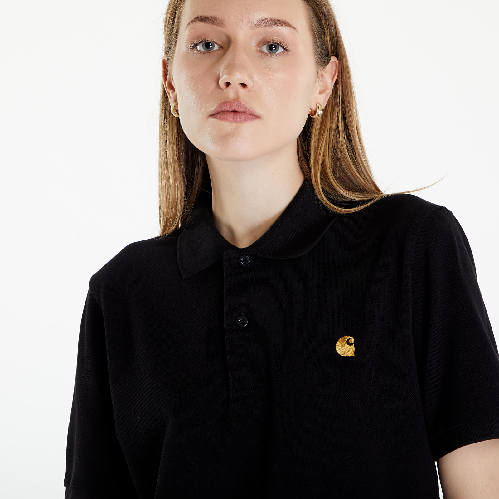 Tricouri  Carhartt WIP Short Sleeve Chase Pique Polo T-Shirt UNISEX Black/ Gold