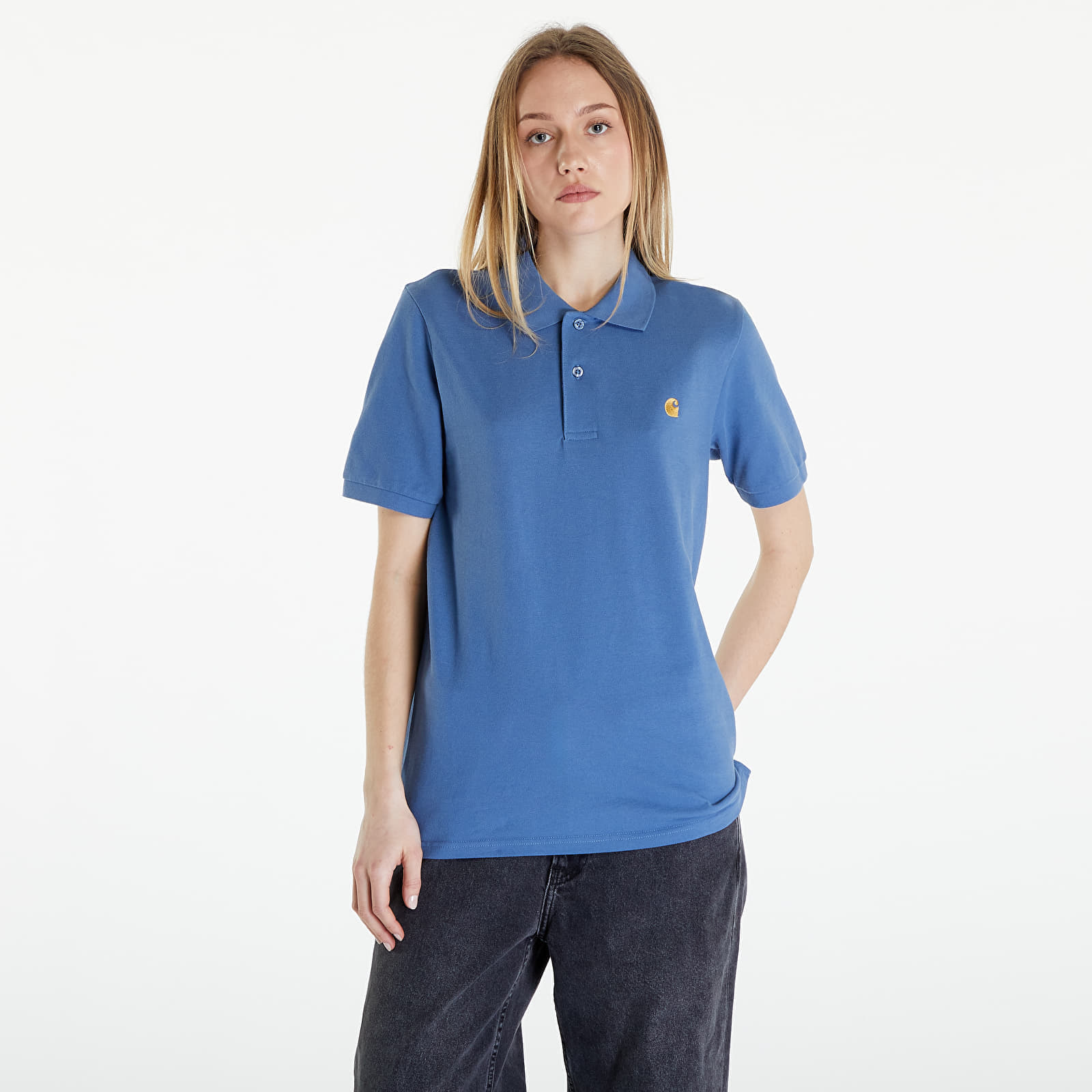 Tricou Carhartt WIP Short Sleeve Chase Pique Polo T-Shirt UNISEX Sorrent/ Gold - 1 | YEO