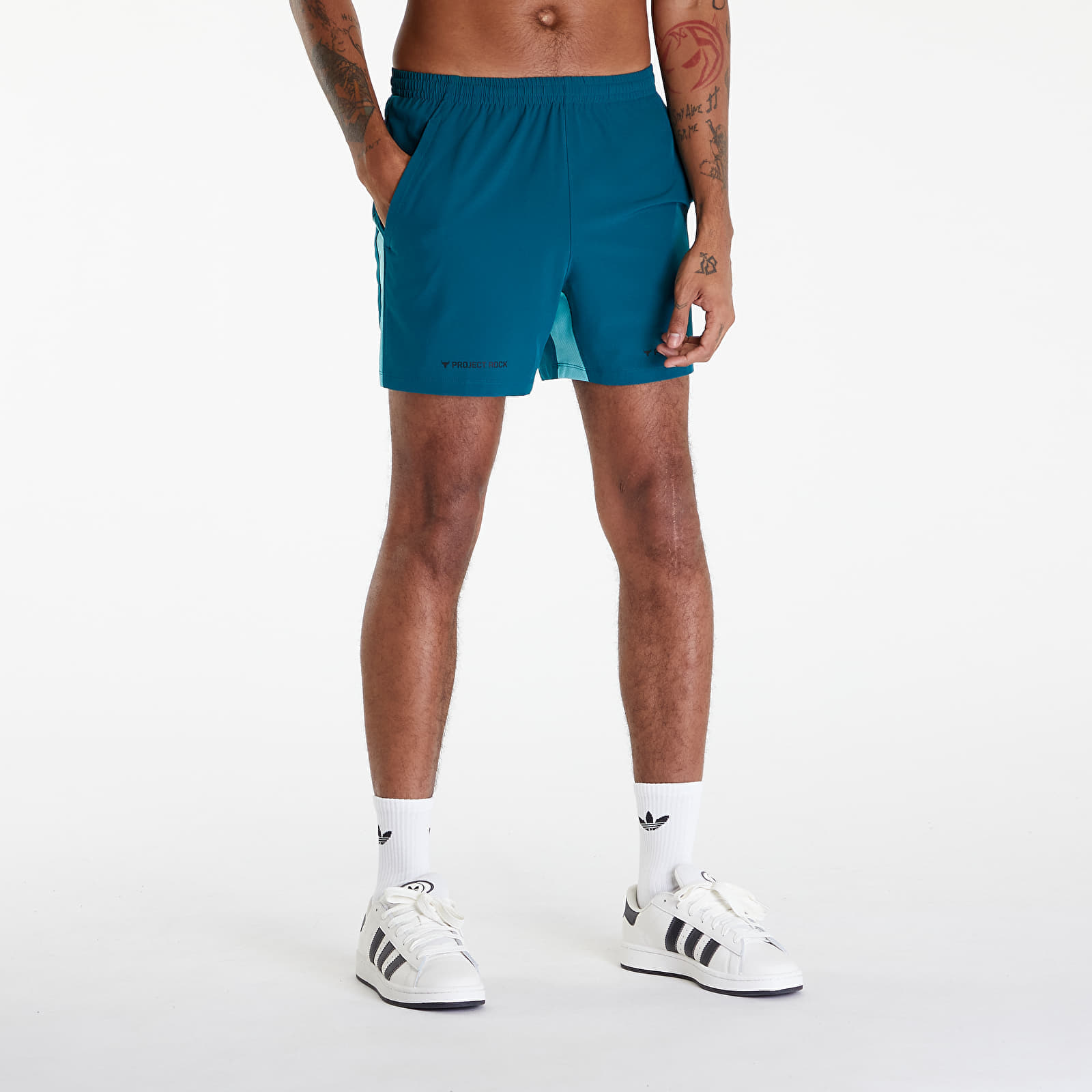 Levně Under Armour Project Rock Ultimate 5" Training Short Hydro Teal/ Radial Turquoise/ Black