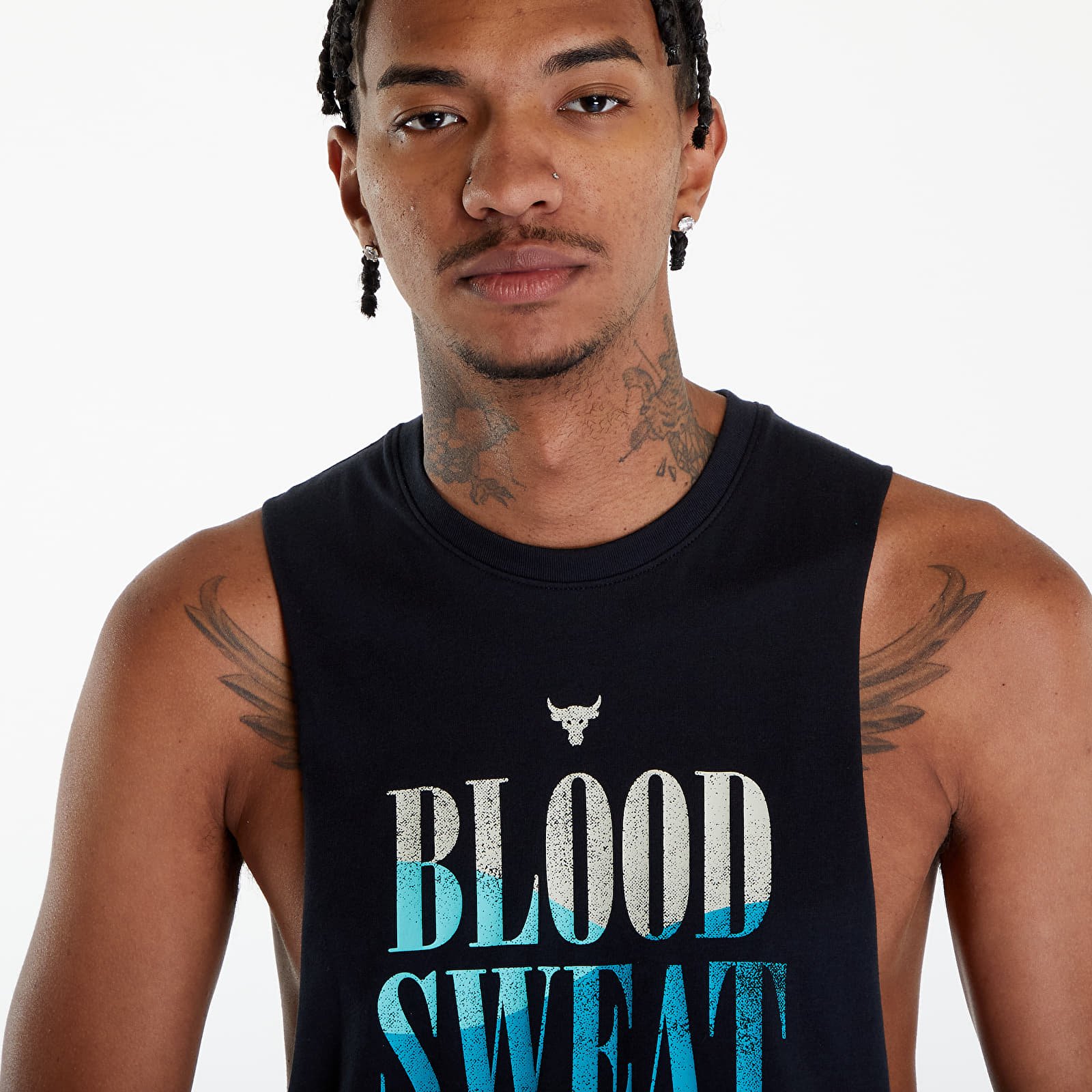 Camisetas de tirantes Under Armour Project Rock BSR Payoff Tank Top Black/ Radial Turquoise
