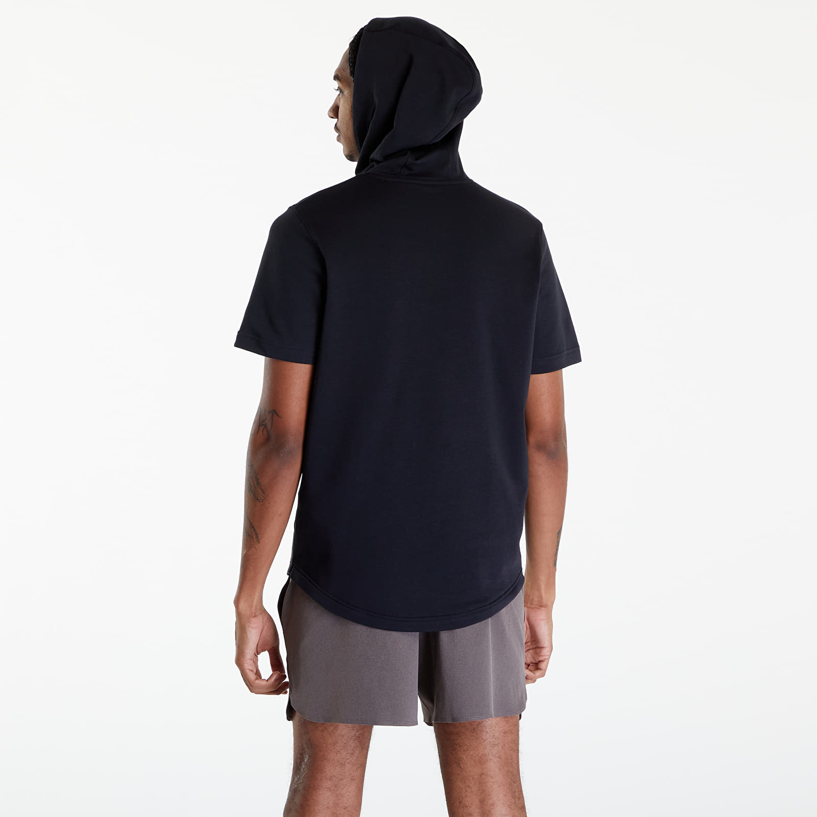 Kapucnis pulóverek és pulcsik Under Armour Project Rock Payoff Short Sleeve Terry Hoodie Black/ Coastal Teal