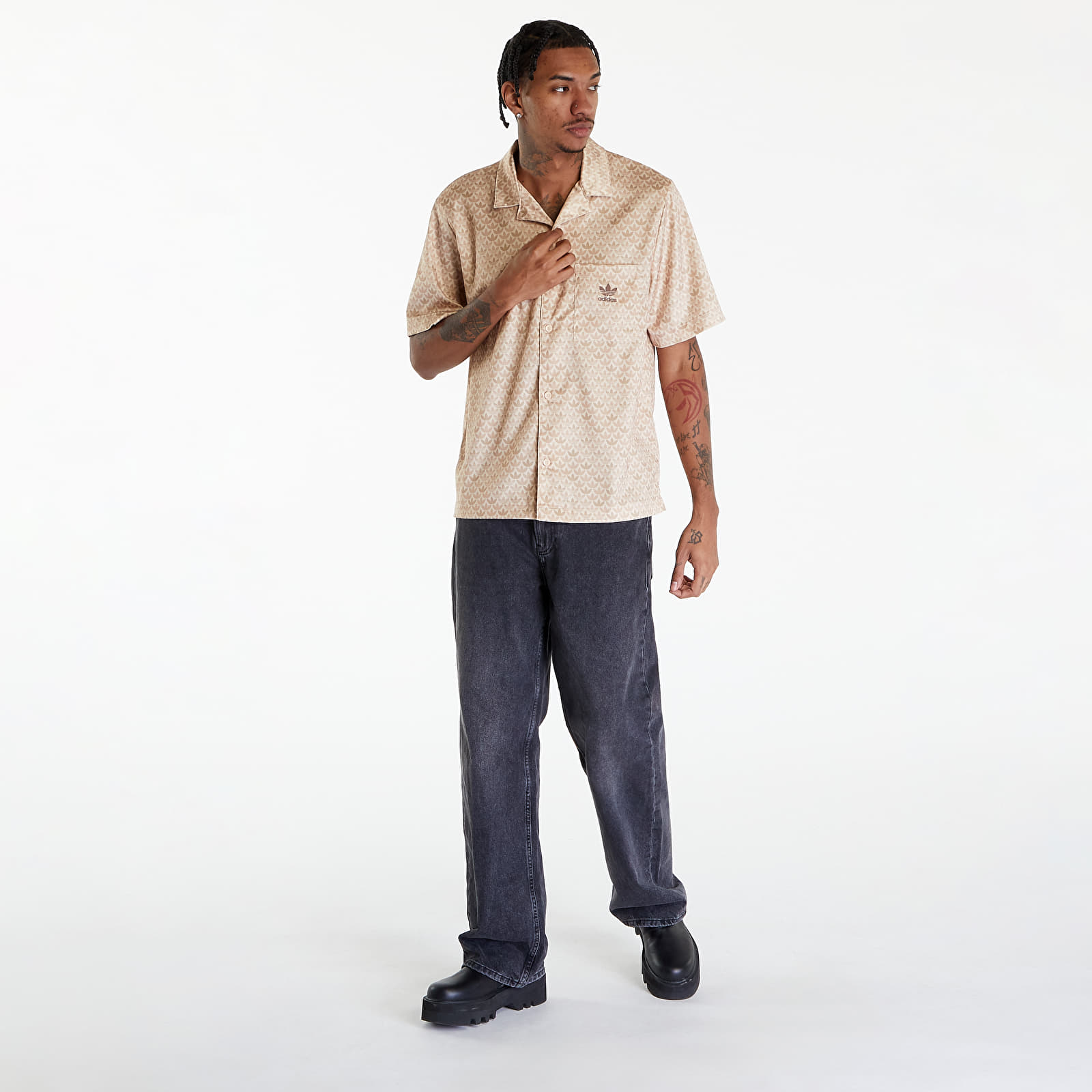 Marškiniai adidas Monogram Satin Shirt Crystal Sand