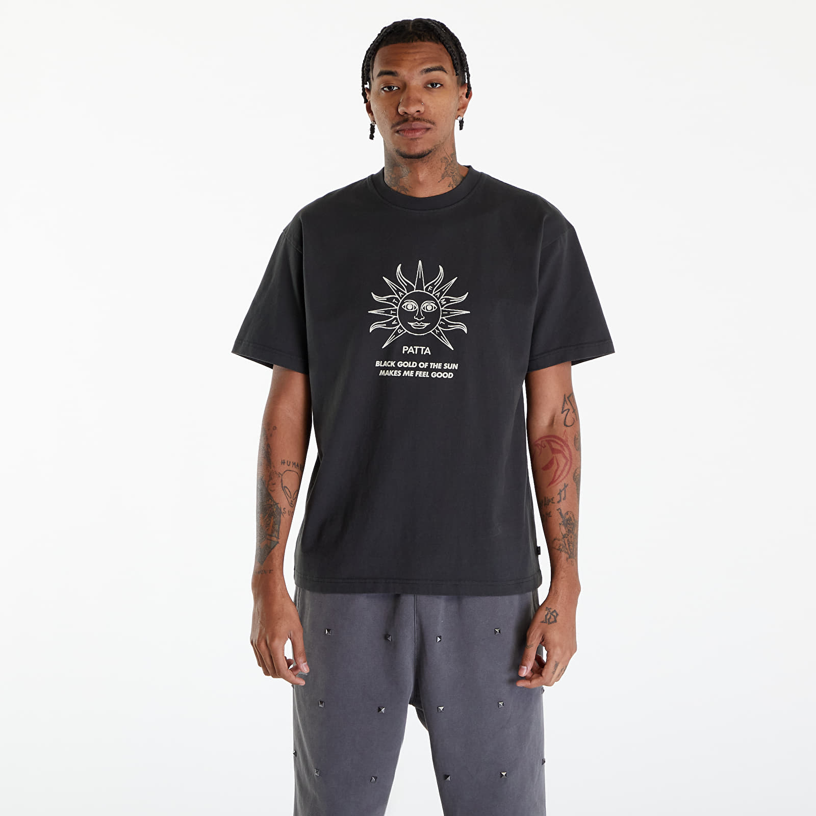 Tričká Patta Black Gold Sun T-Shirt UNISEX Pirate Black