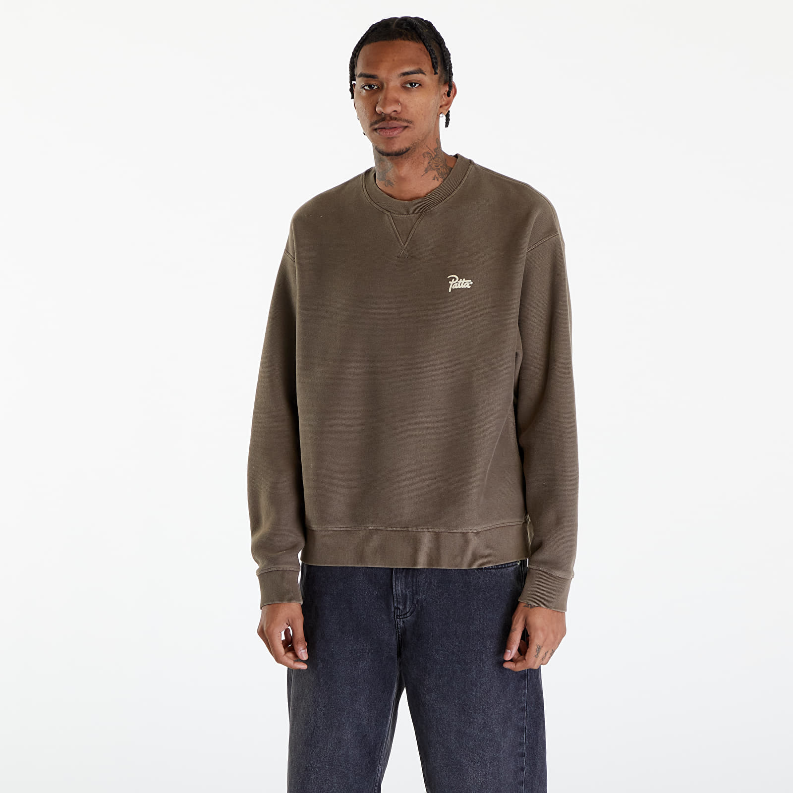 Mikiny Patta Classic Washed Crewneck Sweatshirt UNISEX Morel