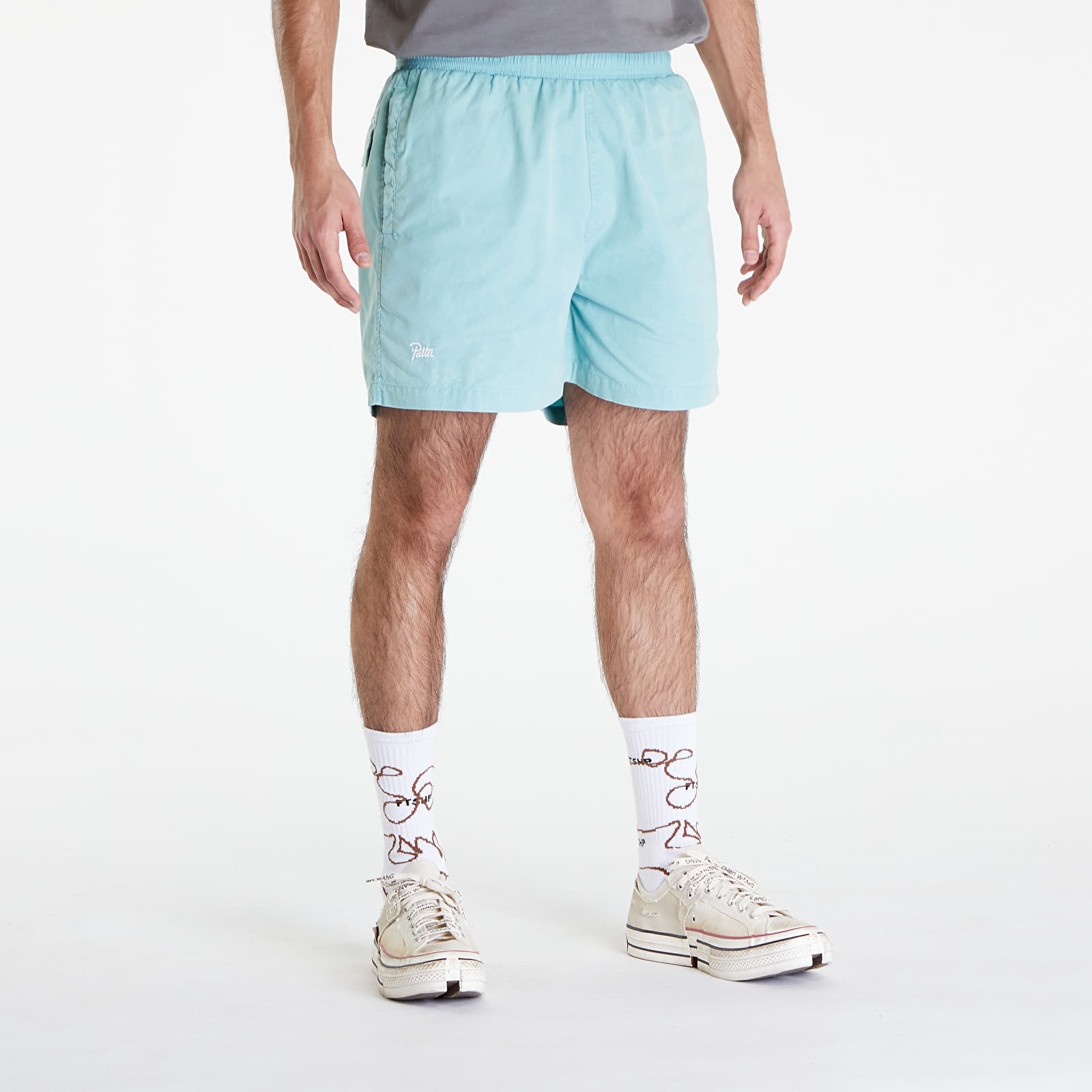 Plavky Patta Acid Washed Swim Shorts Blue Radiance