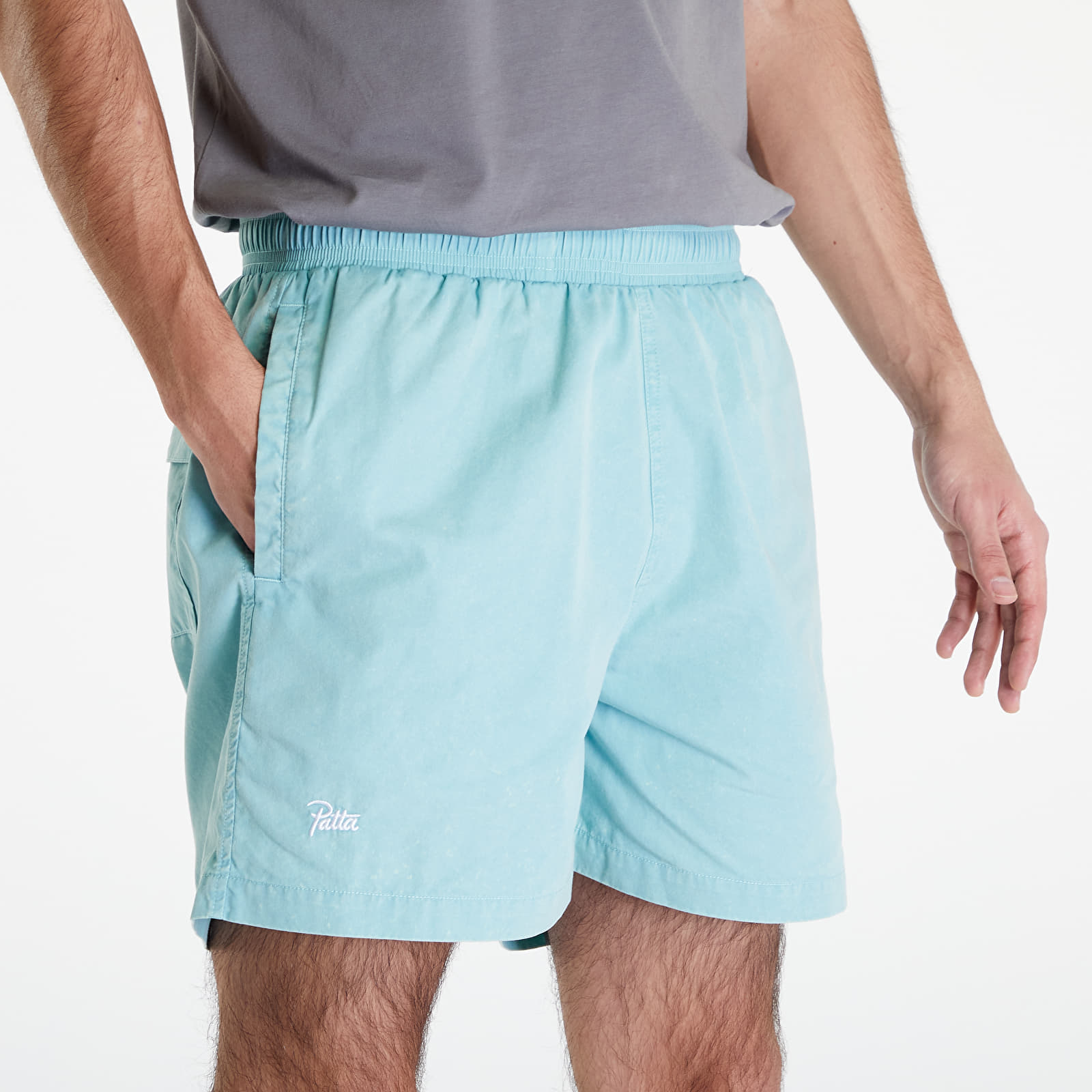 Plavky Patta Acid Washed Swim Shorts Blue Radiance