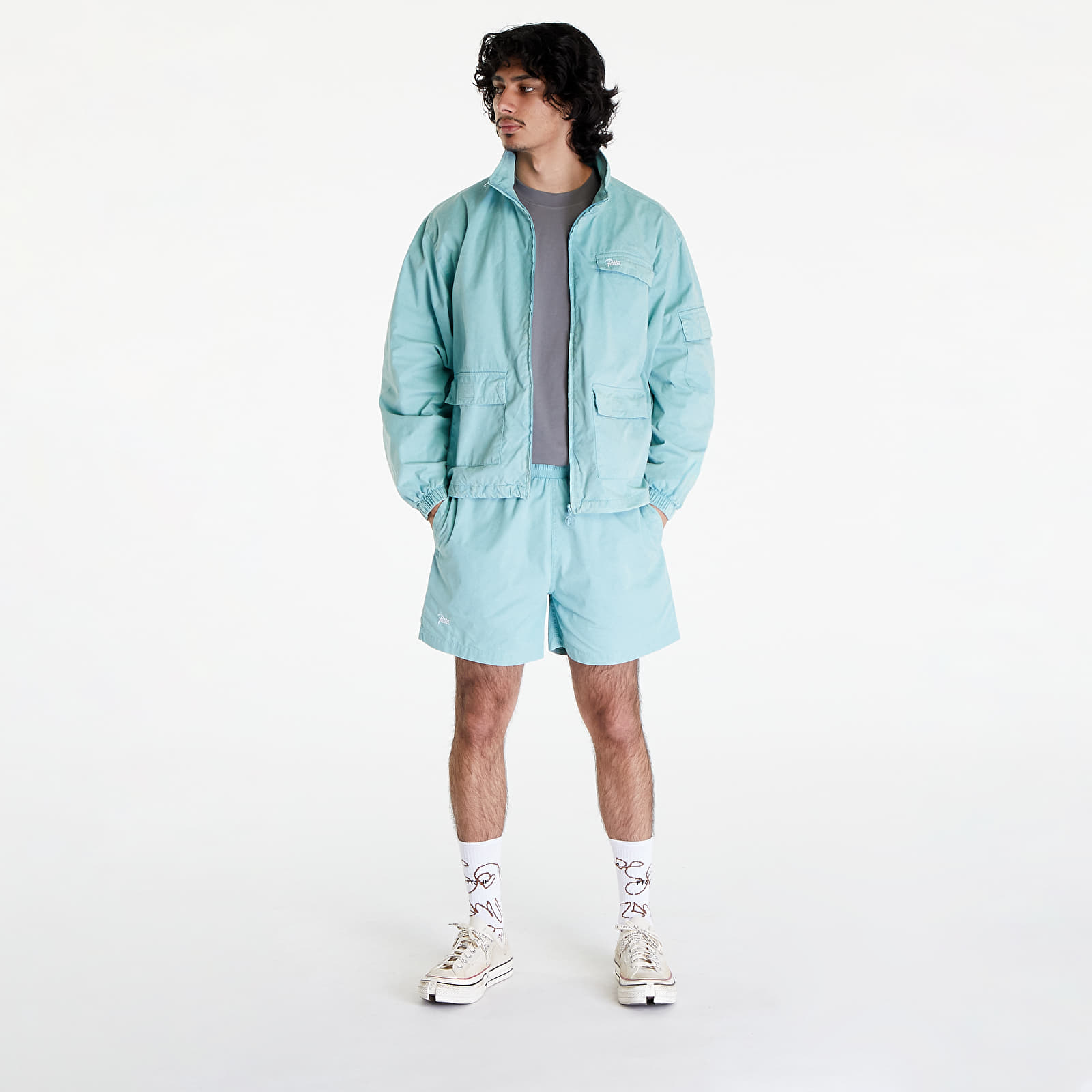 Plavky Patta Acid Washed Swim Shorts Blue Radiance