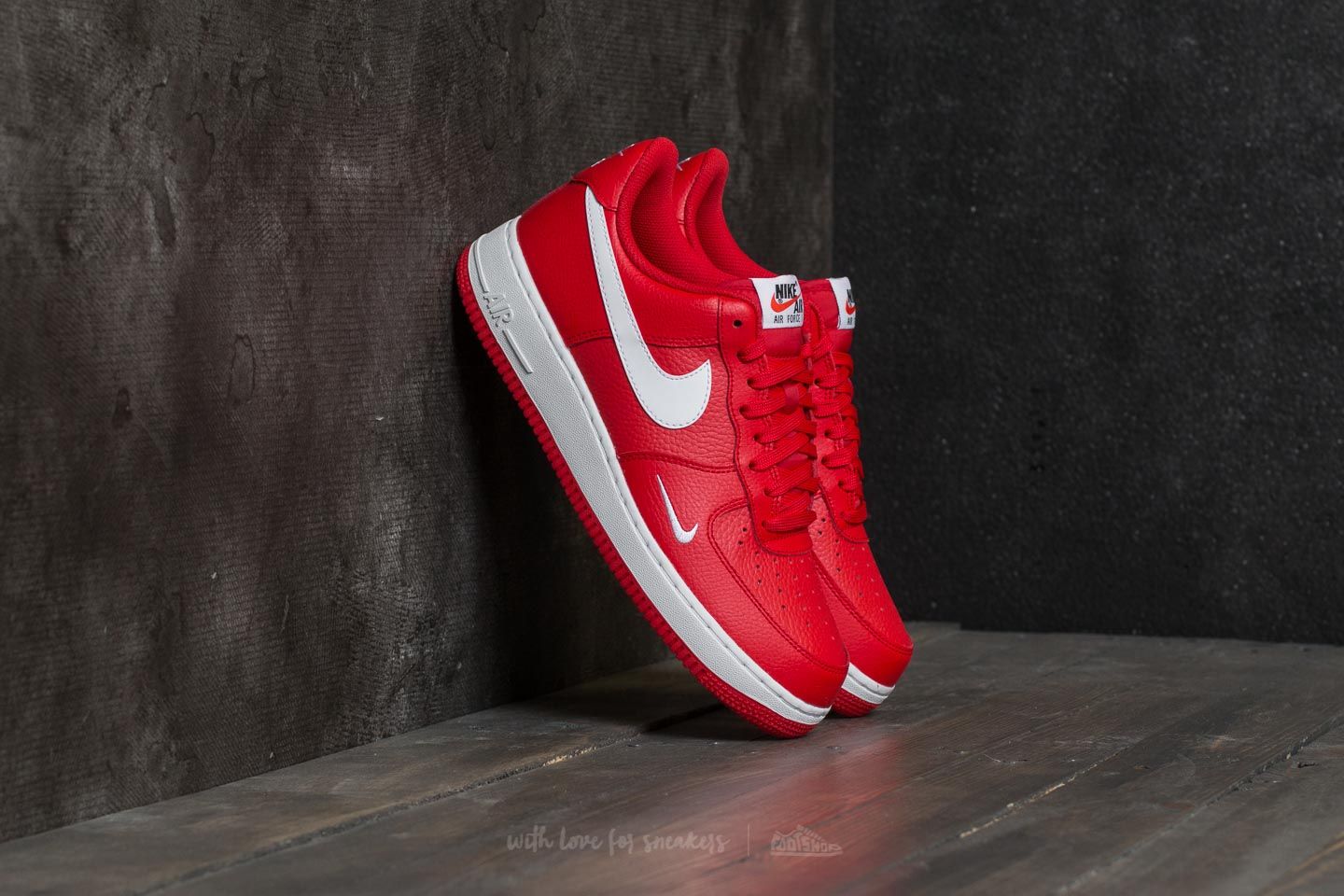 Herresko Nike Air Force 1 University Red/ White-White