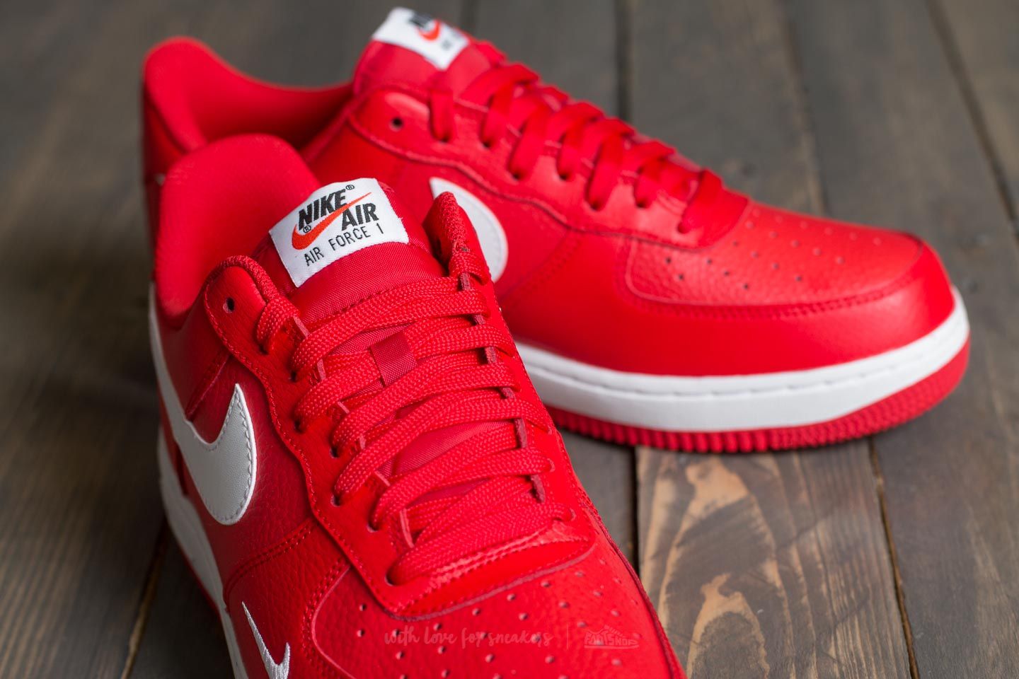 Herresko Nike Air Force 1 University Red/ White-White