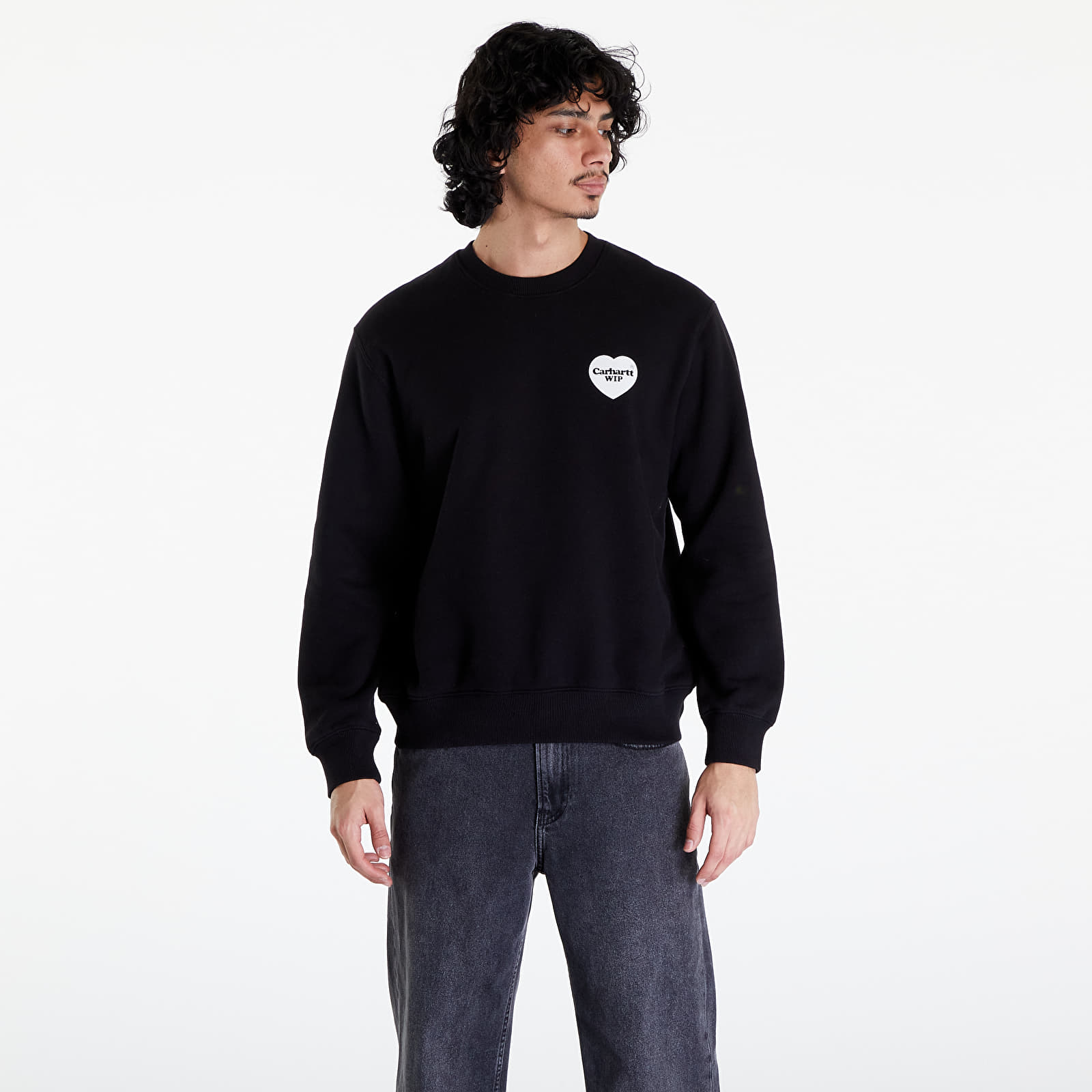 Sweatshirts Carhartt WIP Heart Bandana Sweat UNISEX Black/ White Stone Washed