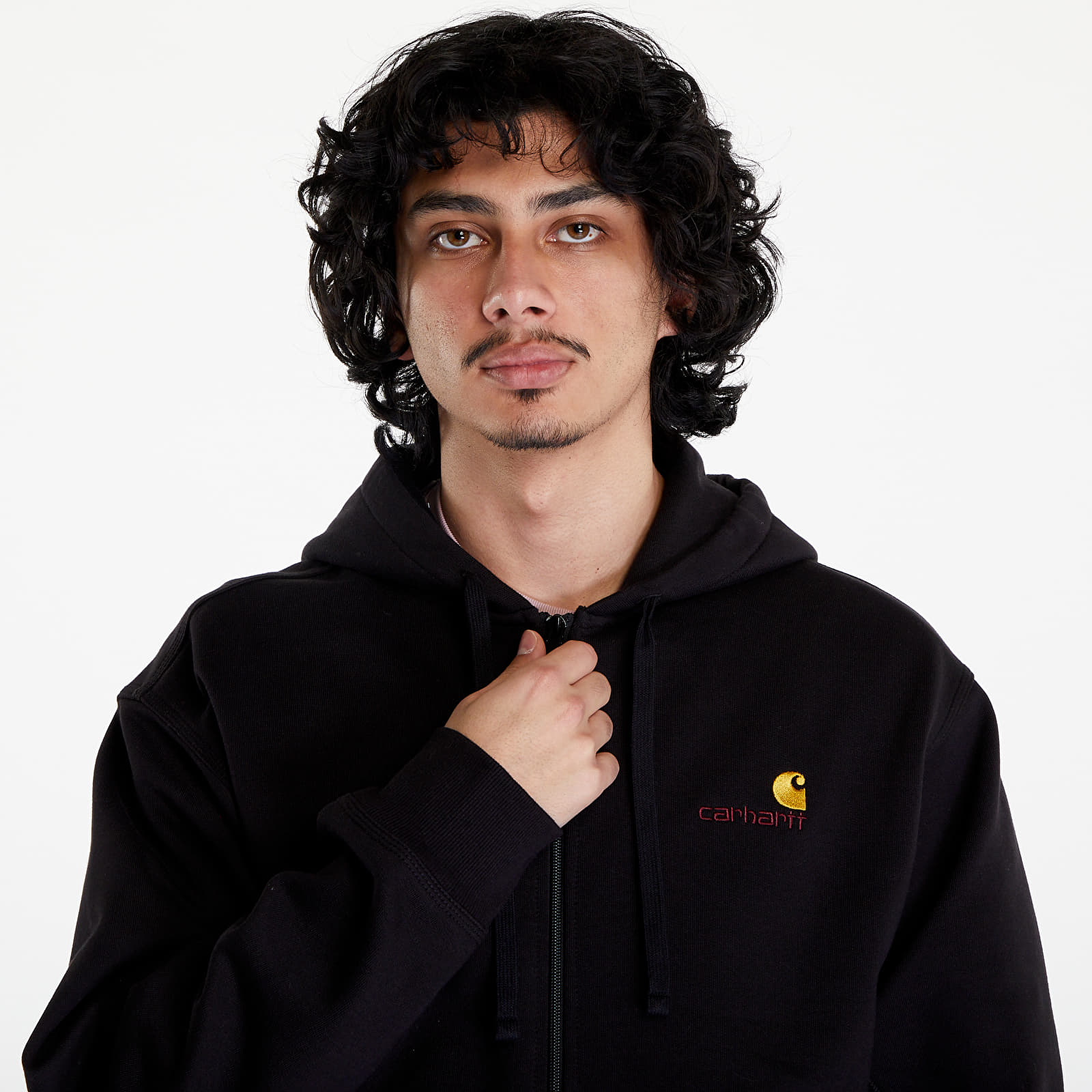 Kapucnis pulóverek és pulcsik Carhartt WIP Hooded American Script Jacket UNISEX Black