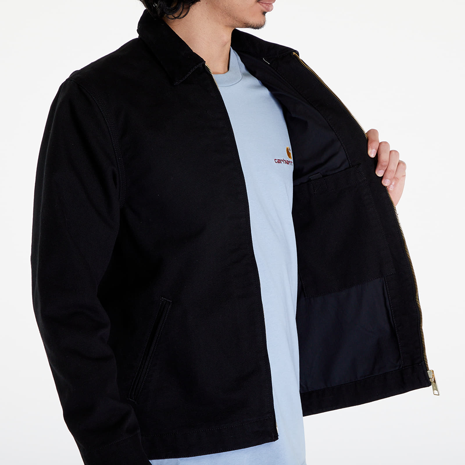 Kabátok Carhartt WIP Detroit Jacket UNISEX Black/ Black Rinsed
