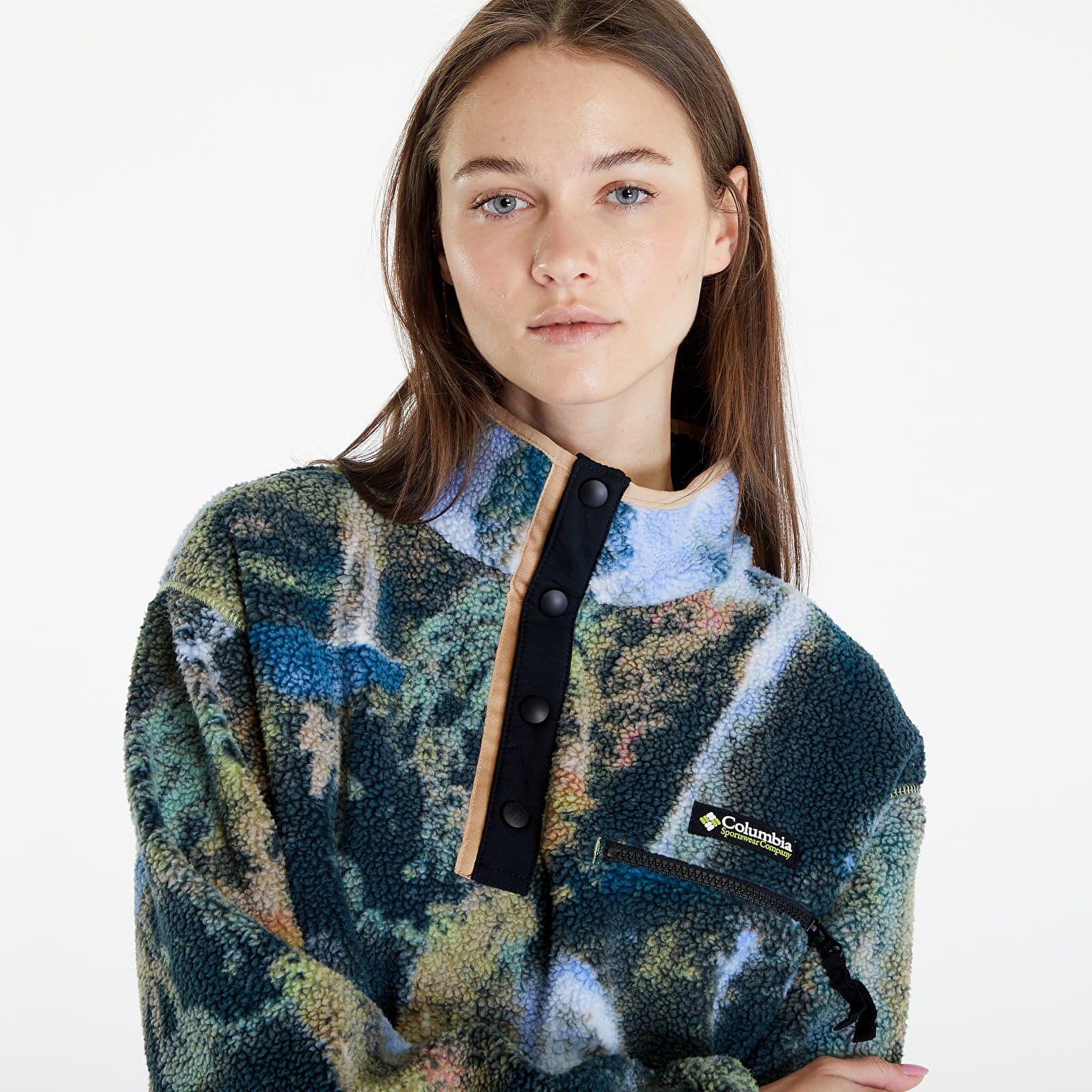 Sudaderas Columbia Helvetia™ Half Snap Sweatshirt Napa Green Chasing Falls Print