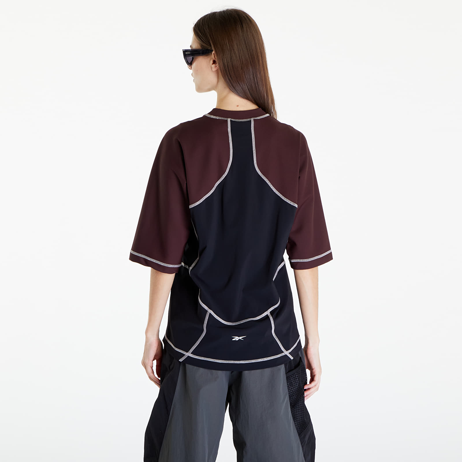 Tricouri  Reebok Ribbed Training T-Shirt UNISEX Bordeaux/ Black