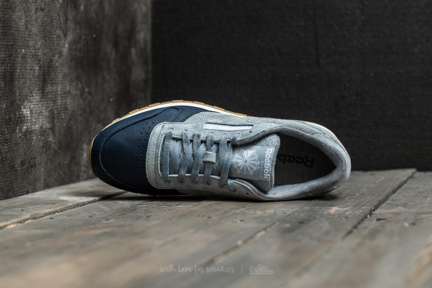 Férfi cipők Reebok Classic Leather Lazy Sunday Meteor Grey/ Collegiate Navy/ Cloud Grey-Gum