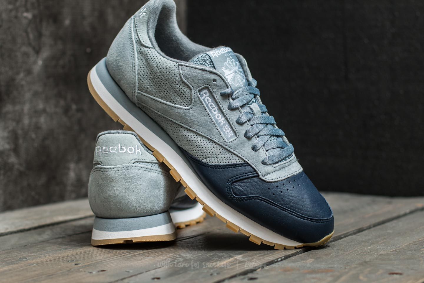 Férfi cipők Reebok Classic Leather Lazy Sunday Meteor Grey/ Collegiate Navy/ Cloud Grey-Gum
