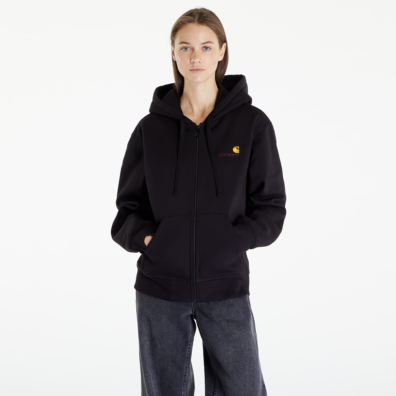 Kapucnis pulóverek és pulcsik Carhartt WIP Hooded American Script Jacket UNISEX Black