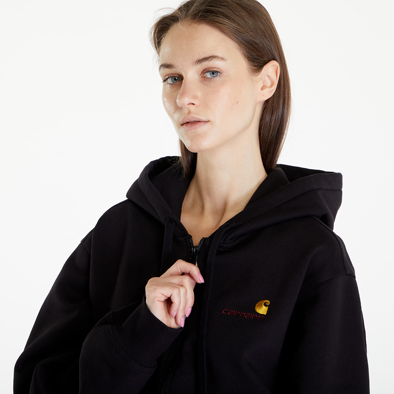 Kapucnis pulóverek és pulcsik Carhartt WIP Hooded American Script Jacket UNISEX Black