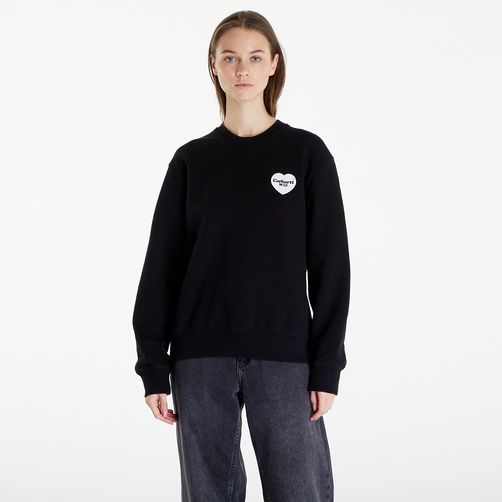 Hanorace Carhartt WIP Heart Bandana Sweat UNISEX Black/ White Stone Washed