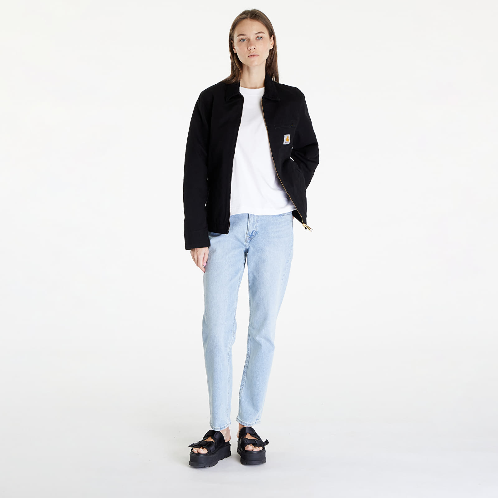 Kabátok Carhartt WIP Detroit Jacket UNISEX Black/ Black Rinsed