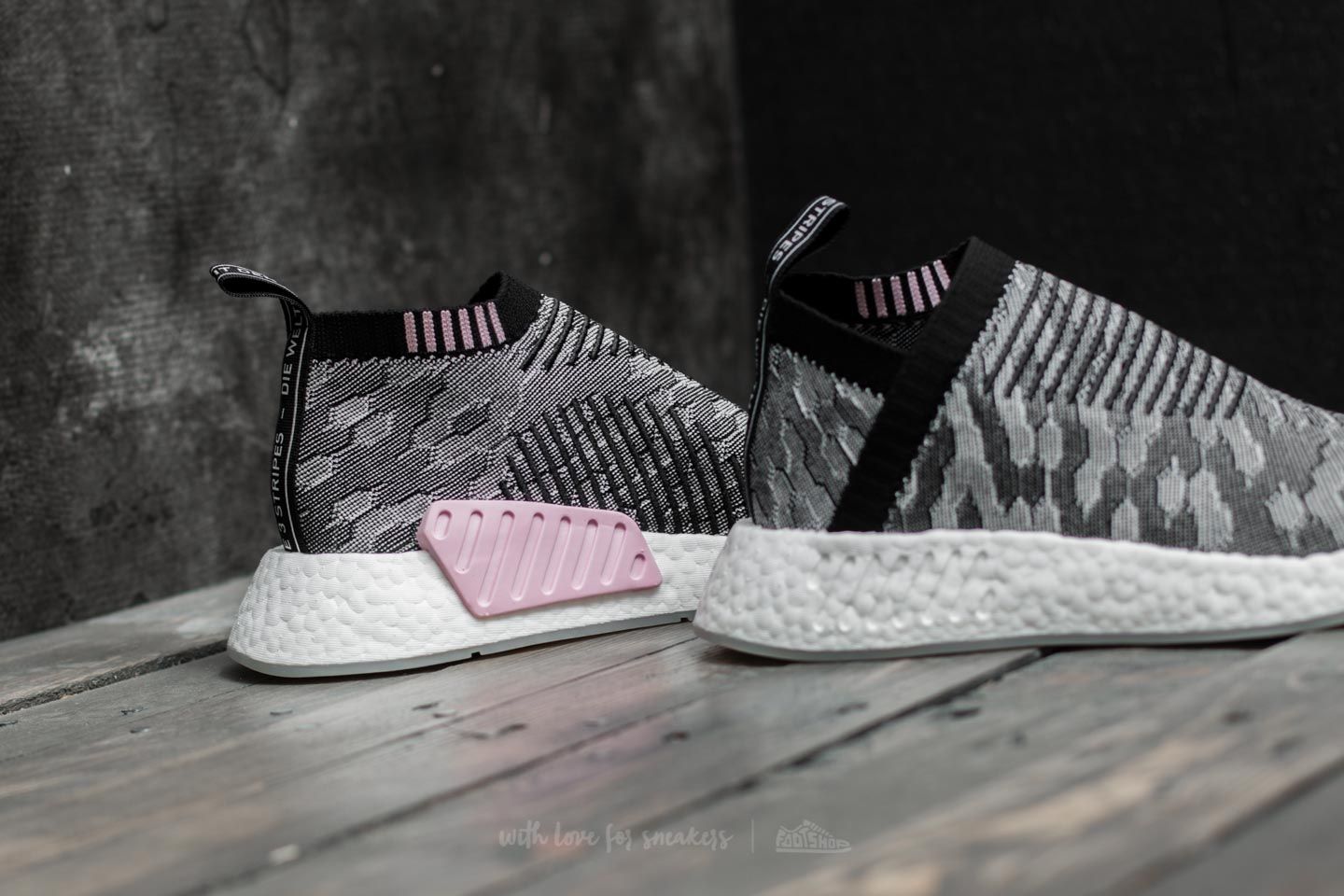 Women s shoes adidas NMD CS2 Primeknit W Grey Core Black Core Black Wonder Pink Footshop