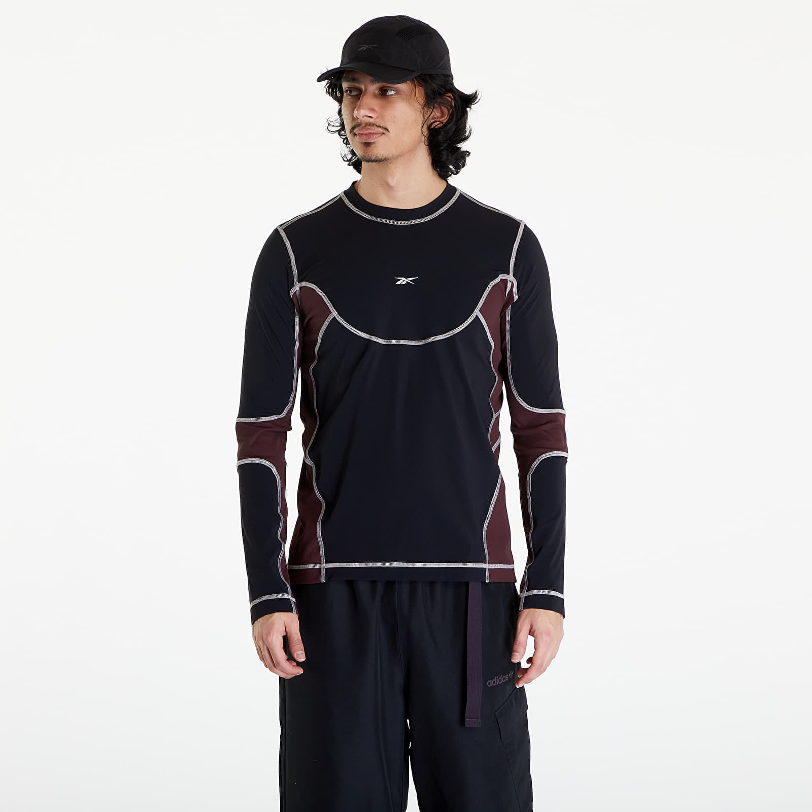 Тениски Reebok Ribbed Training Long Sleeve T-Shirt Bordeaux/ Black