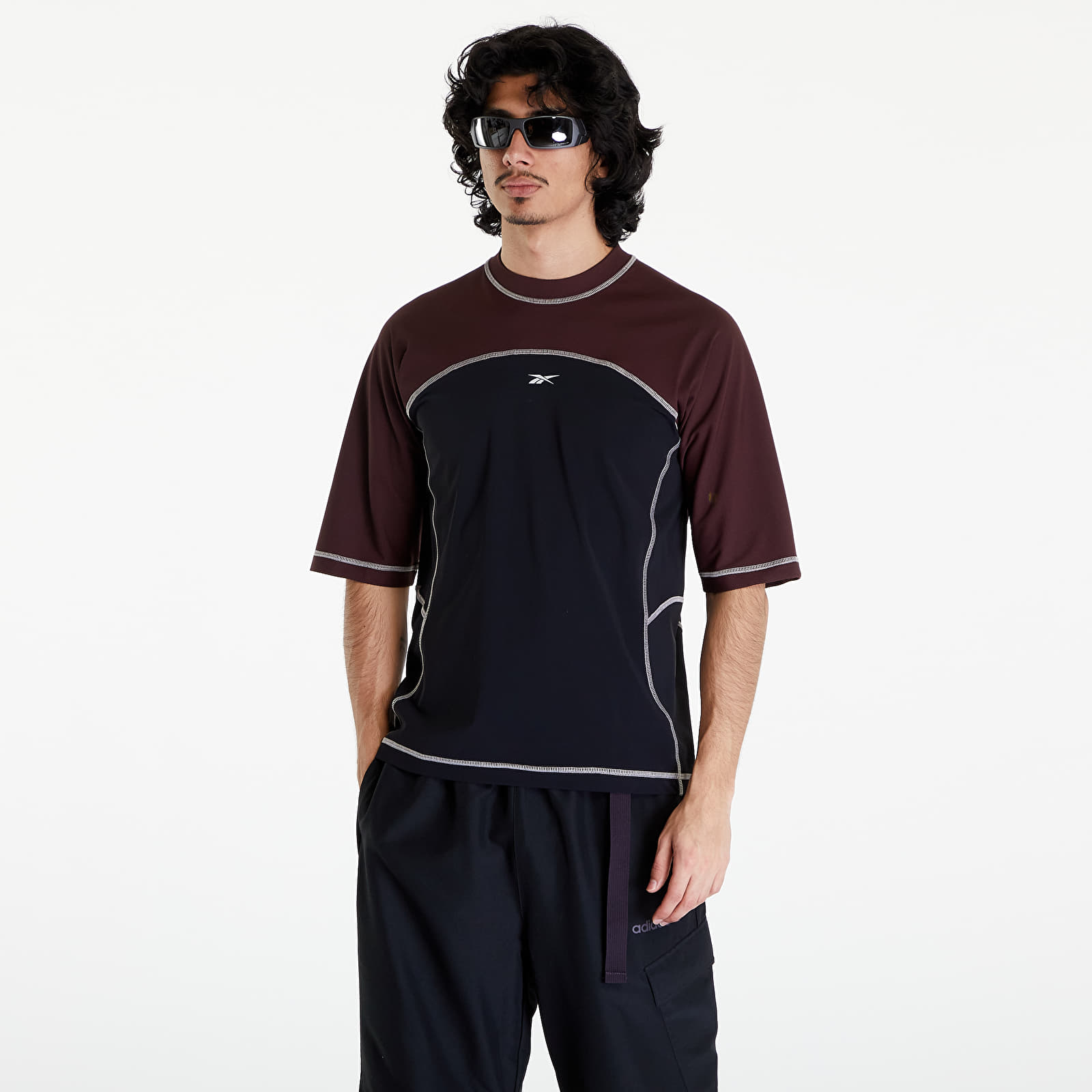 Tricouri  Reebok Ribbed Training T-Shirt UNISEX Bordeaux/ Black