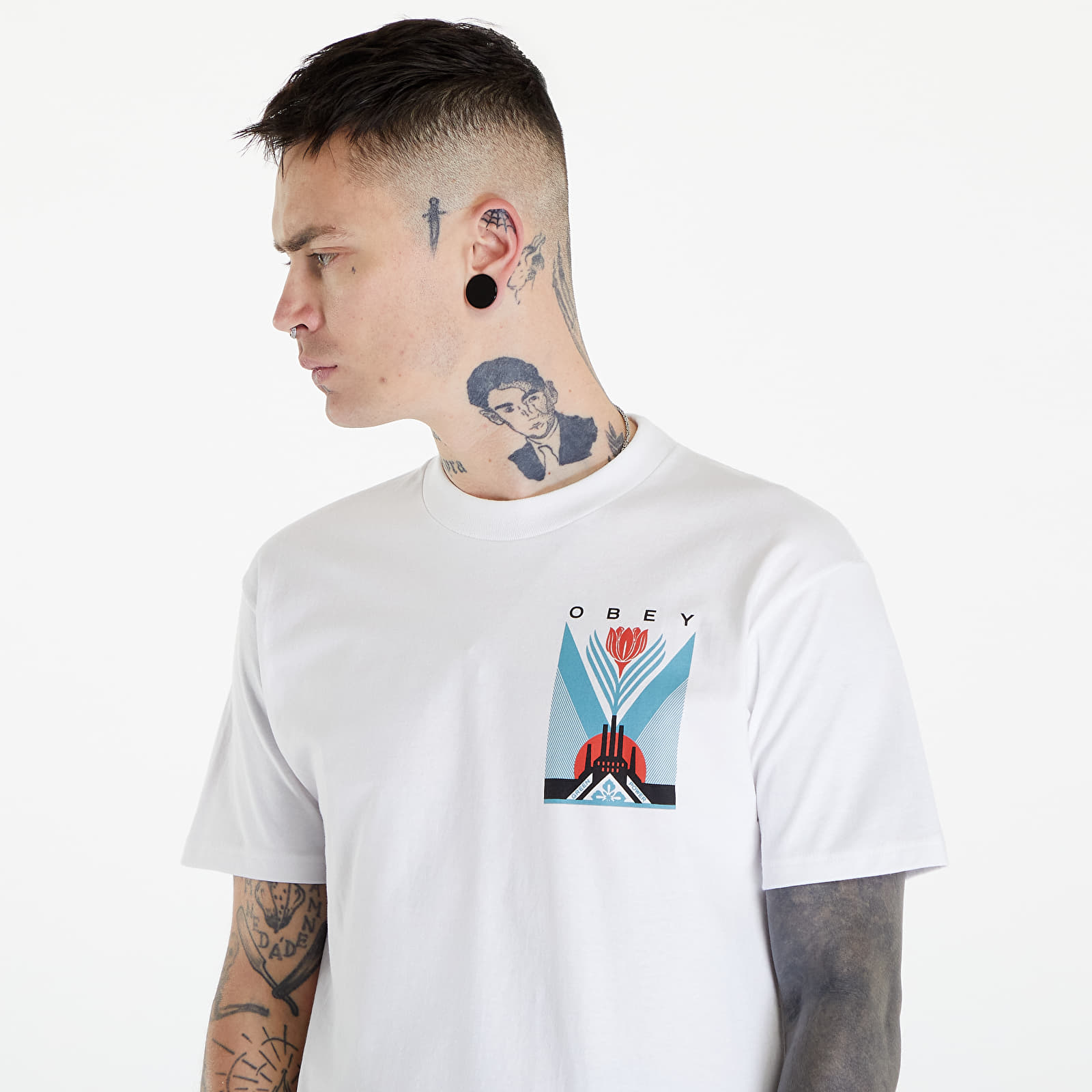 Koszulki OBEY Green Power Factory T-Shirt White