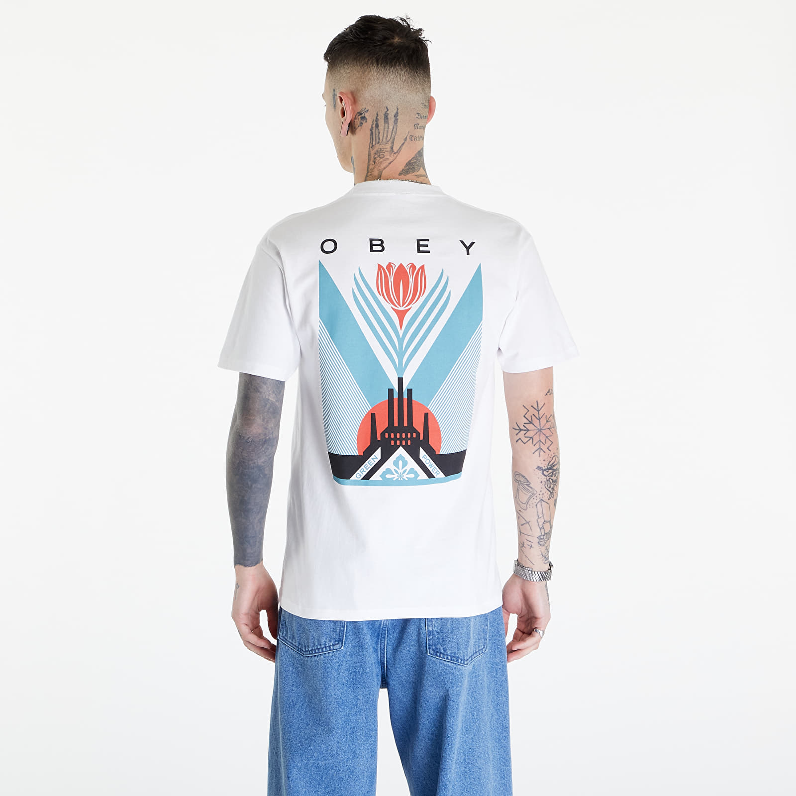 Koszulki OBEY Green Power Factory T-Shirt White
