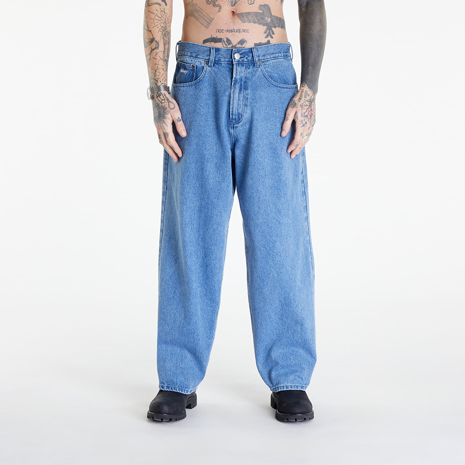 Pants and jeans OBEY Bigwig Baggy Denim Light Indigo