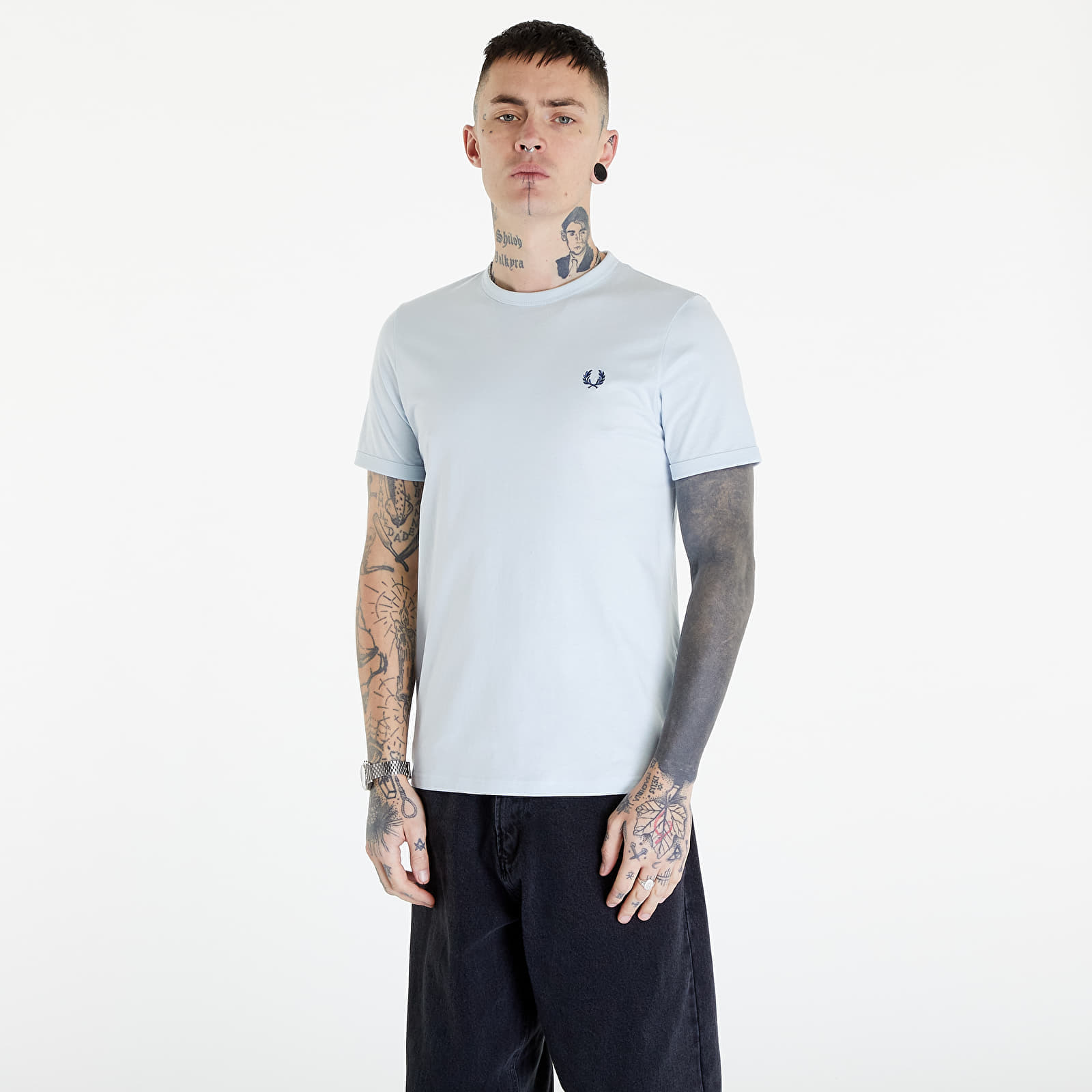 Тениски FRED PERRY Ringer T-Shirt Lgice/ Midnight Blue