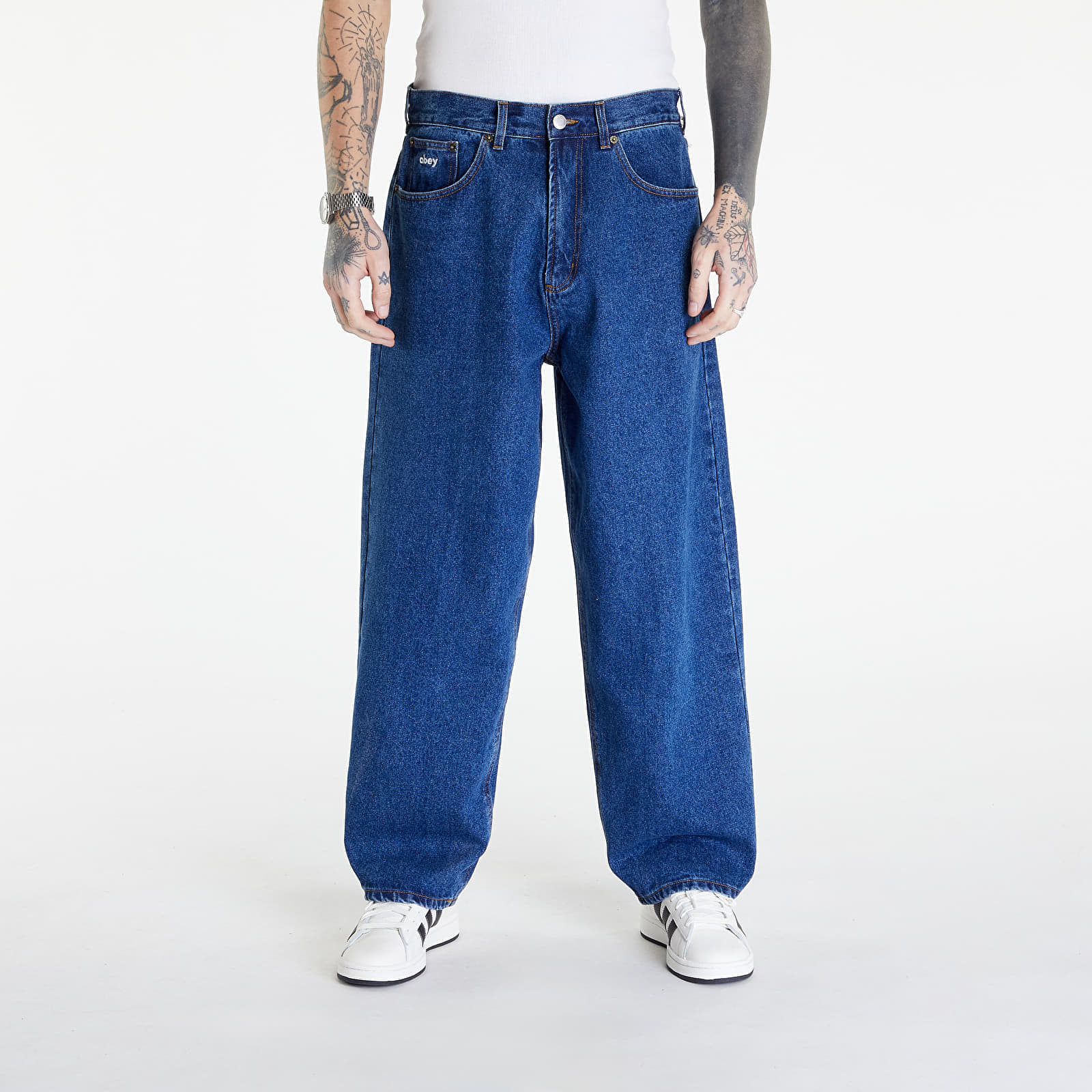 Kalhoty OBEY Bigwig Baggy Denim Stone Wash Indigo W34