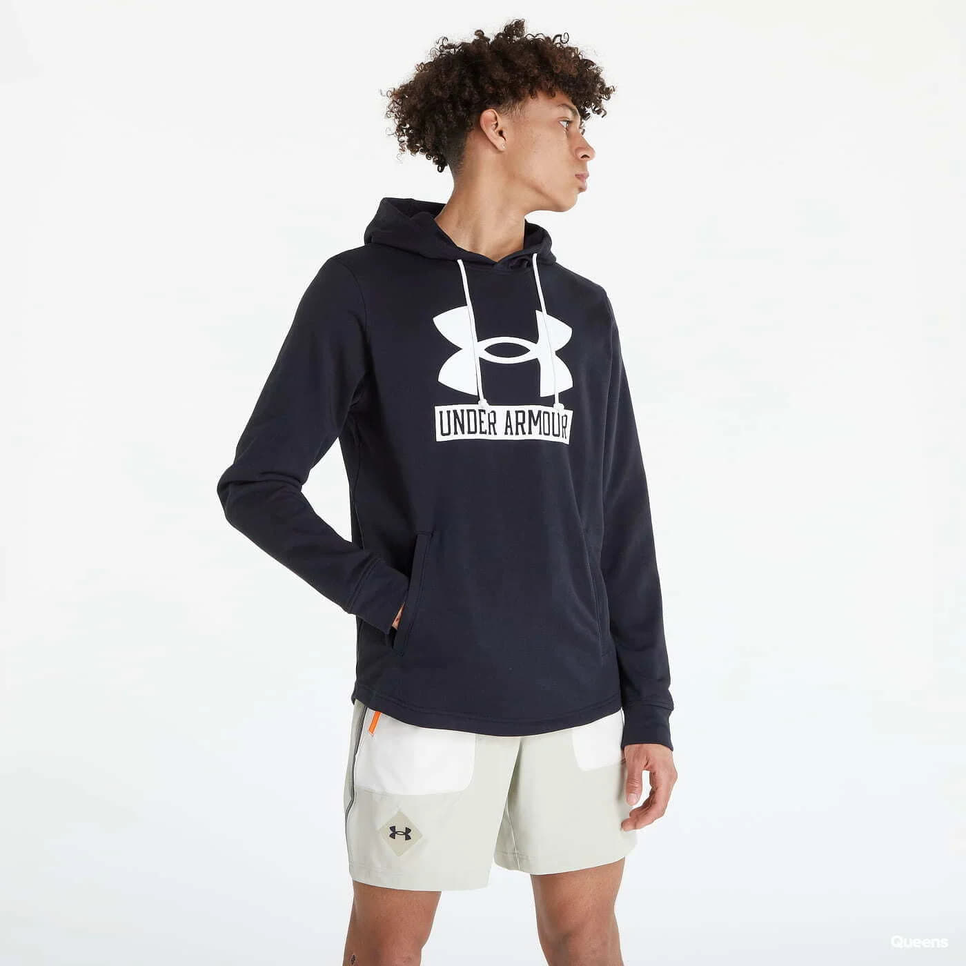 Levně Under Armour Rival Terry Logo Hoodie Black/ Onyx White