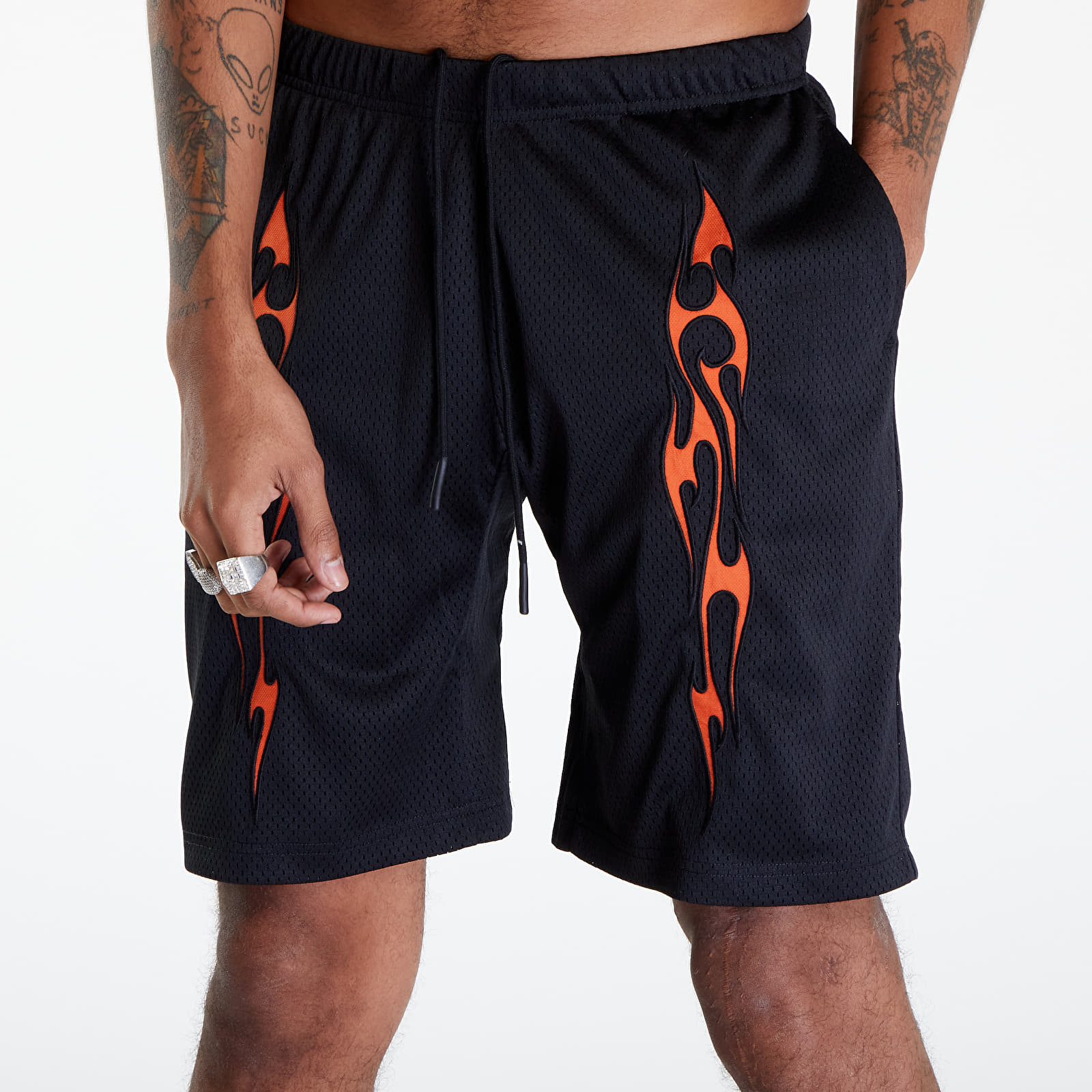 Pantaloni scurți PLEASURES Flame Mesh Shorts Black