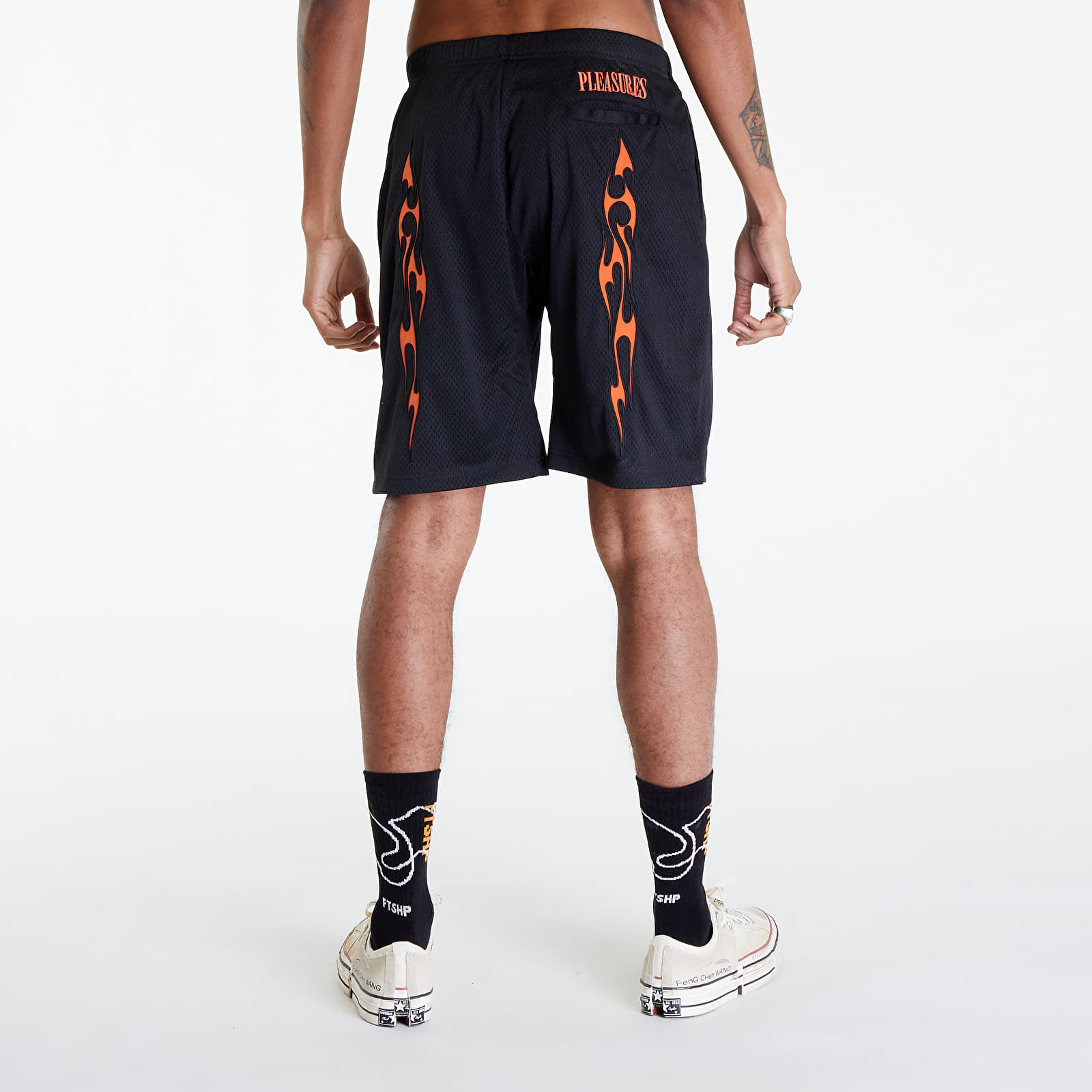 Pantaloni scurți PLEASURES Flame Mesh Shorts Black