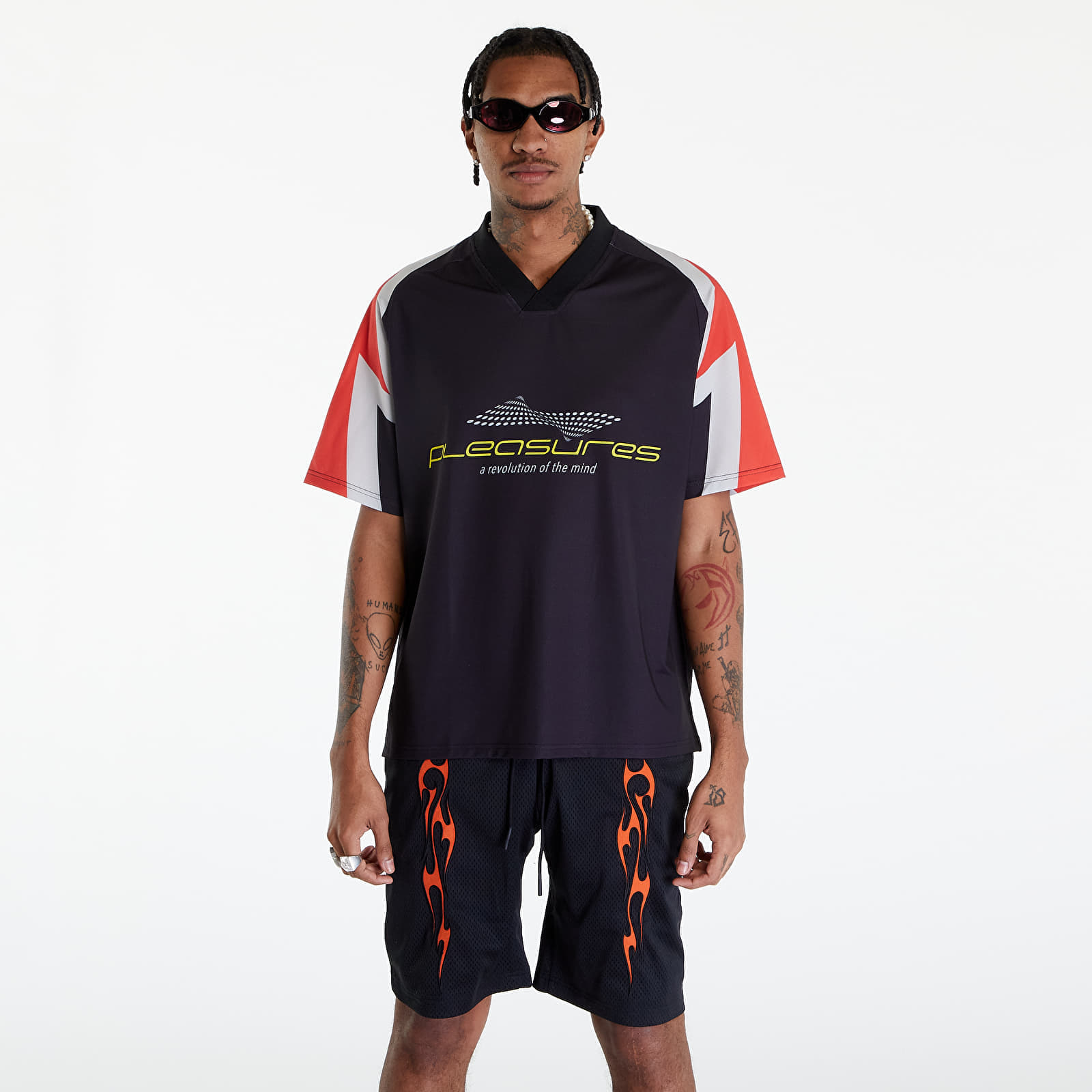 Тениски PLEASURES Mind Soccer Jersey Short Sleeve Tee Black