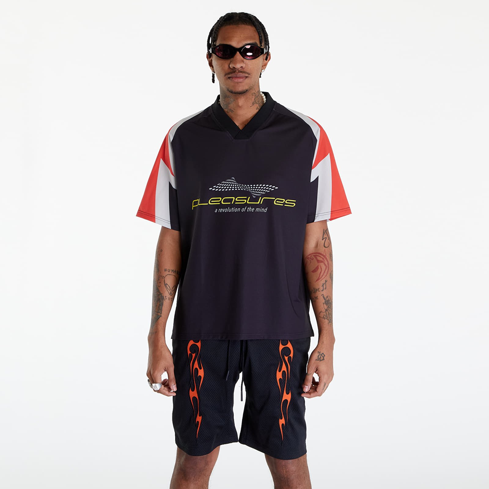 Jerseys PLEASURES Mind Soccer Jersey Short Sleeve Tee Black | Footshop