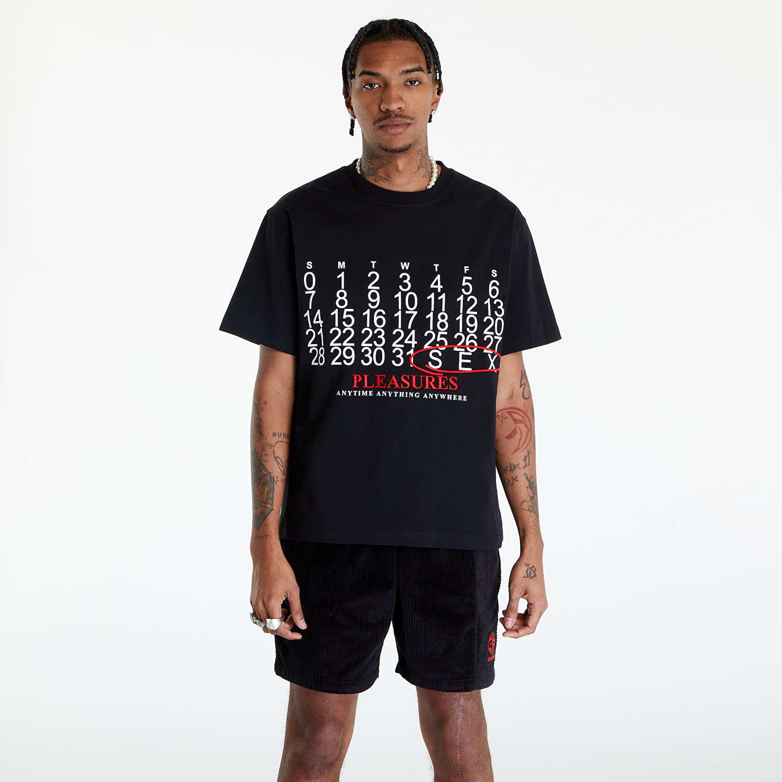 Pólók PLEASURES Calendar Heavyweight T-Shirt Black