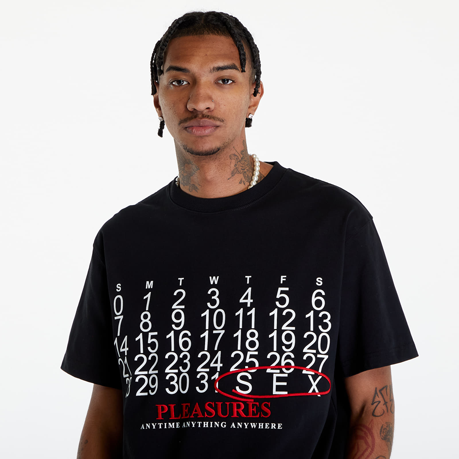 Pólók PLEASURES Calendar Heavyweight T-Shirt Black